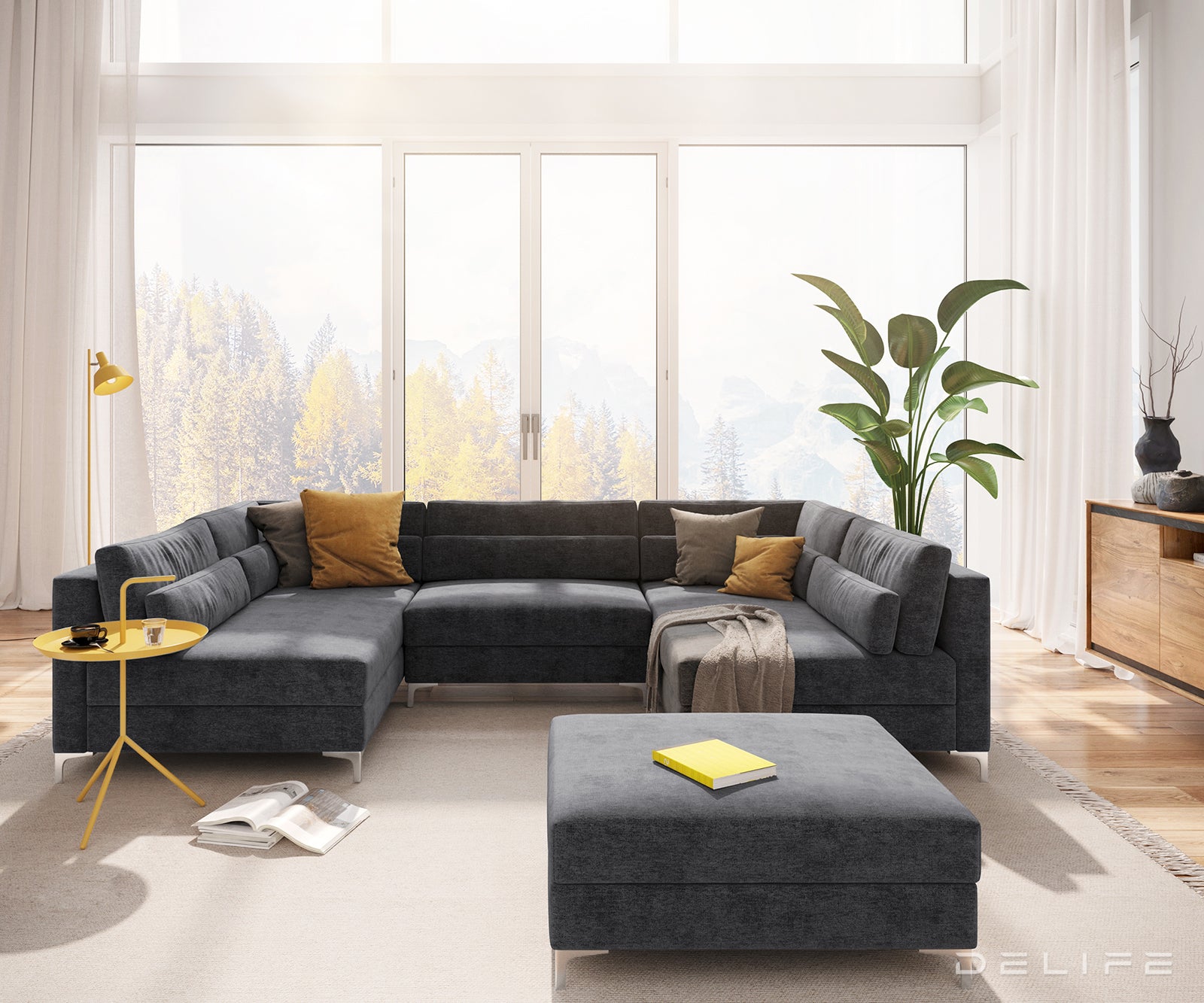 Kotna sedežna garnitura Elio 300x185cm, Material: Mikrofibra