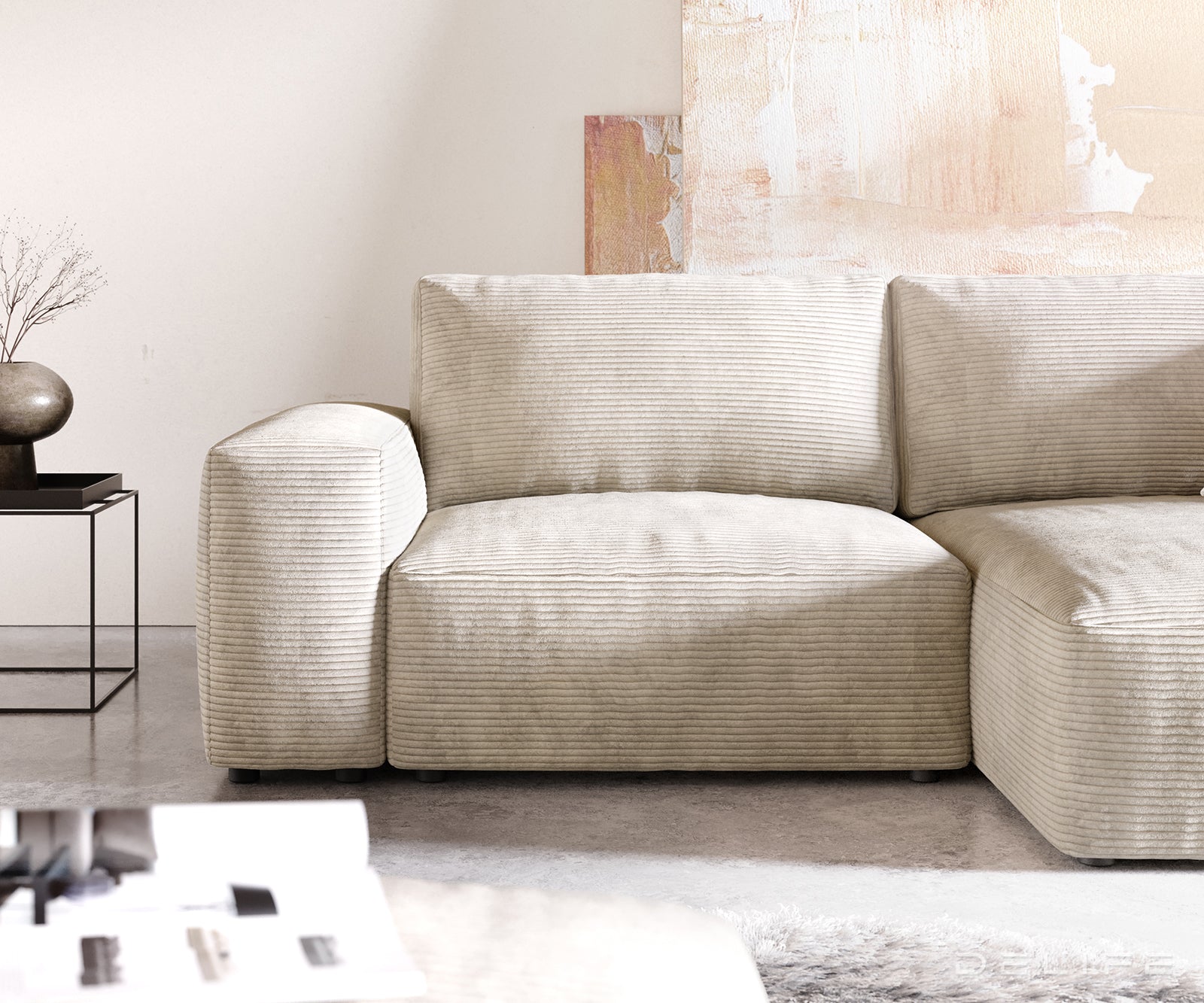 Kutna garnitura Lanzo L 257x156cm, Materijal: Rebrasta tkanina