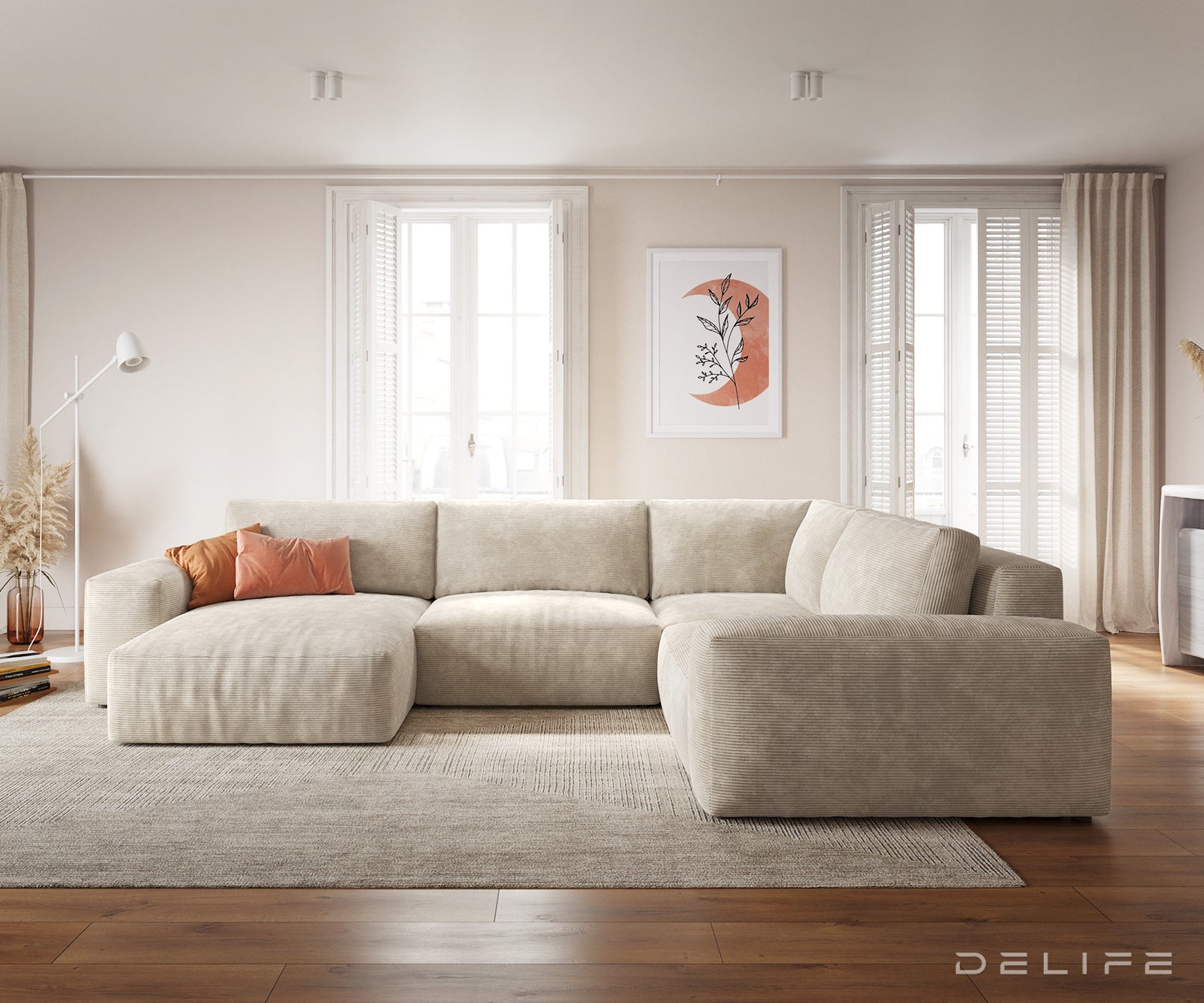 Velika kotna garnitura Lanzo XL 364x258cm, Material: Rebrasta tkanina