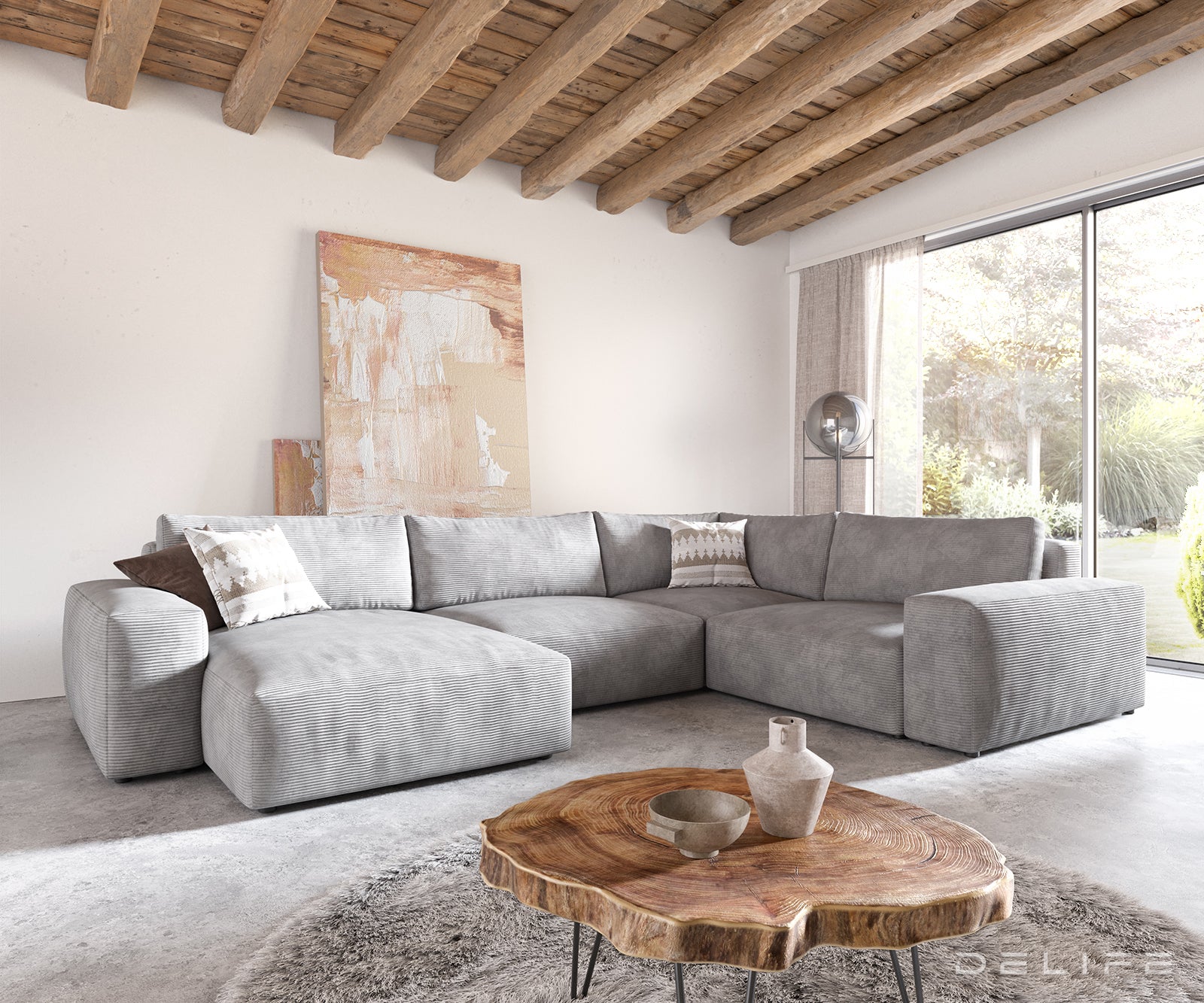 Velika kutna garnitura Lanzo XL 364x258cm, Materijal: Rebrasta tkanina