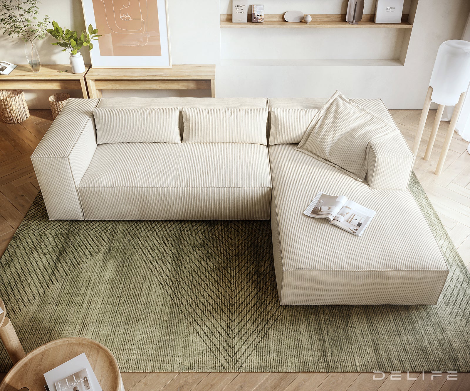 Kotna garnitura Brom 260x174cm, Material: Rebrasta tkanina