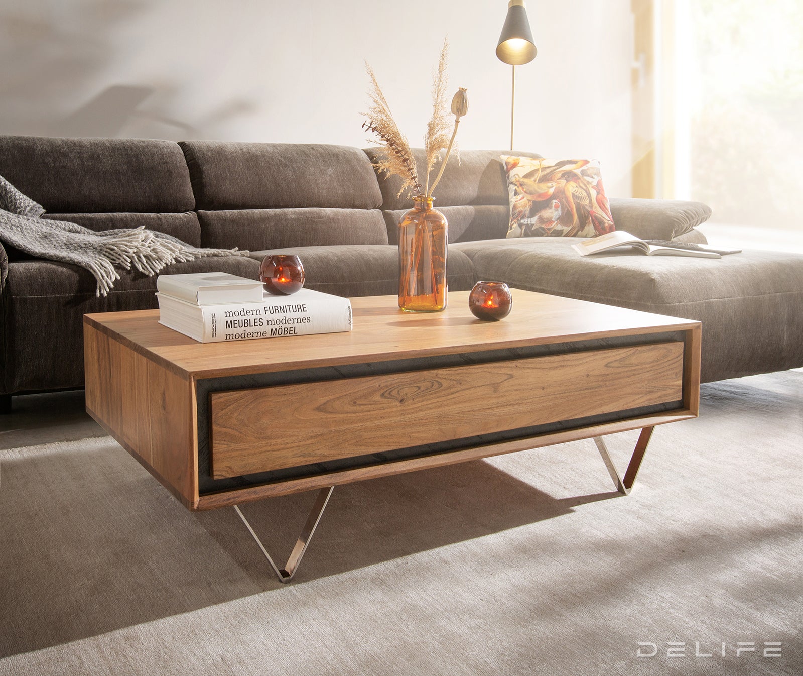 Klubska mizica Stonegrace 115x60cm, Material: Akacija