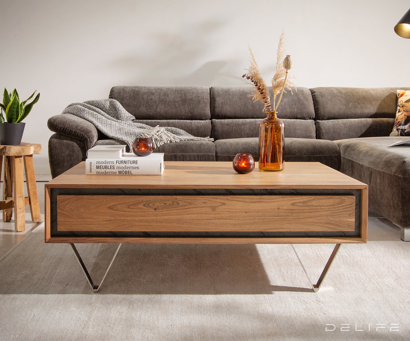 Klubska mizica Stonegrace 115x60cm, Material: Akacija