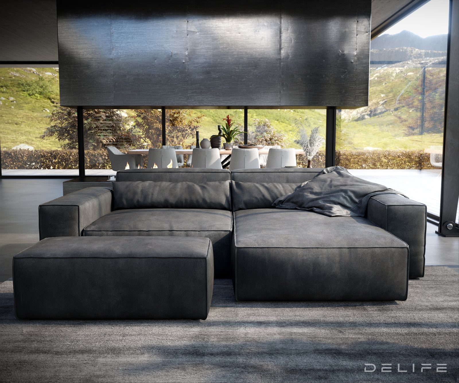 Kotna sedežna garnitura Sirpio XL 266x173cm, Material: Umetno usnje