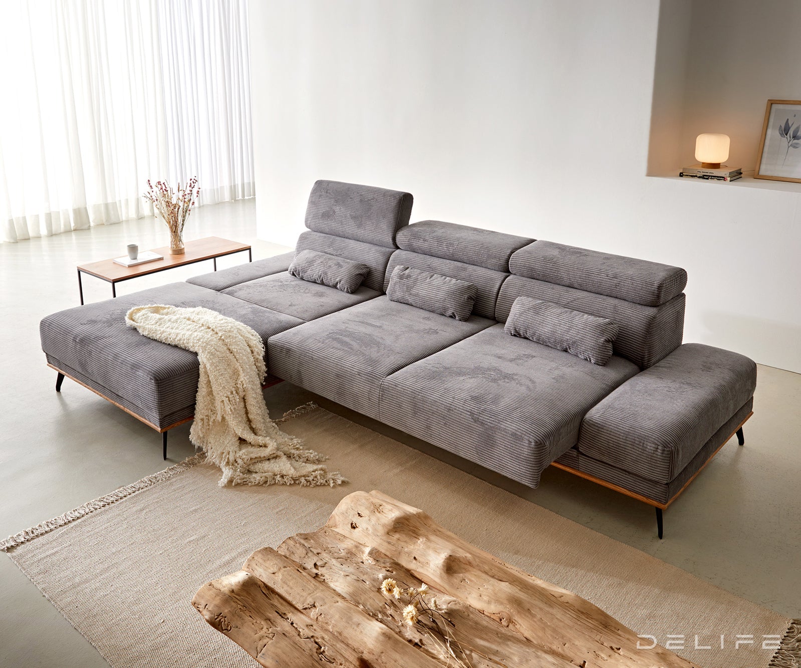 Kutna garnitura Evelio 320x201cm, Materijal: Rebrasta tkanina