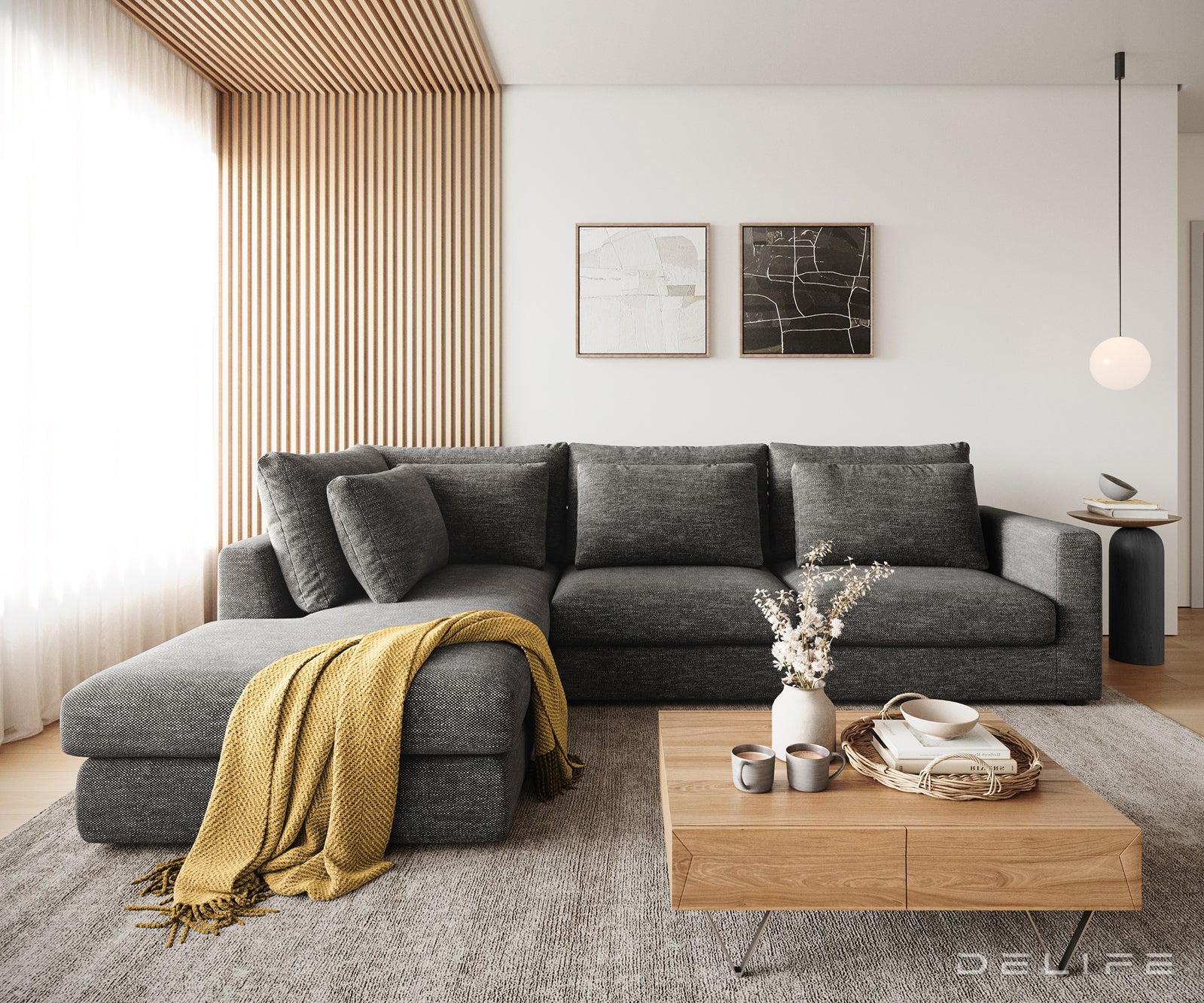 Kotna sedežna garnitura Isla 331x226cm, Material: Šenil