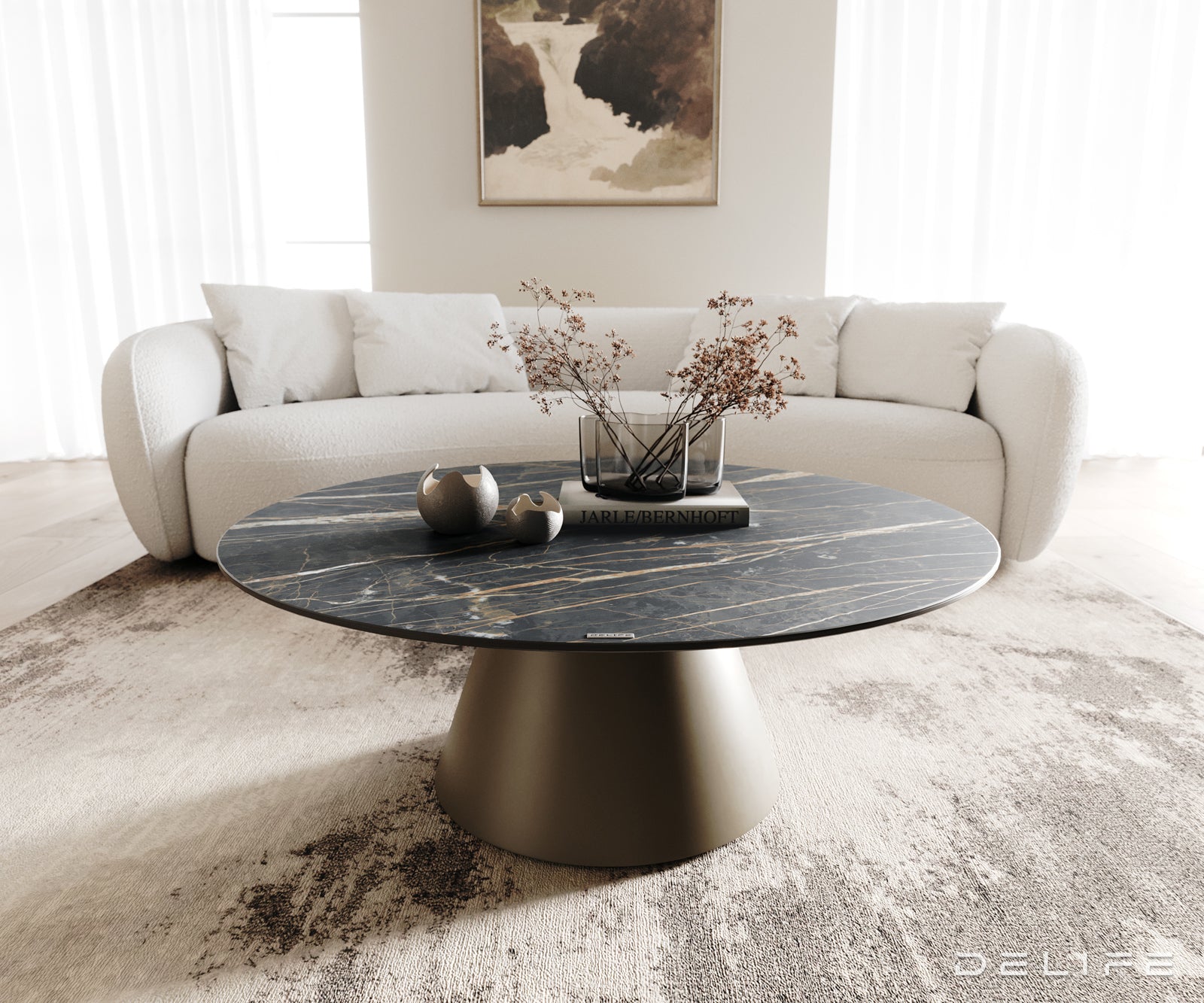 Klubska mizica Borna 100x100cm, Material: Keramika Laminam Noir Desir