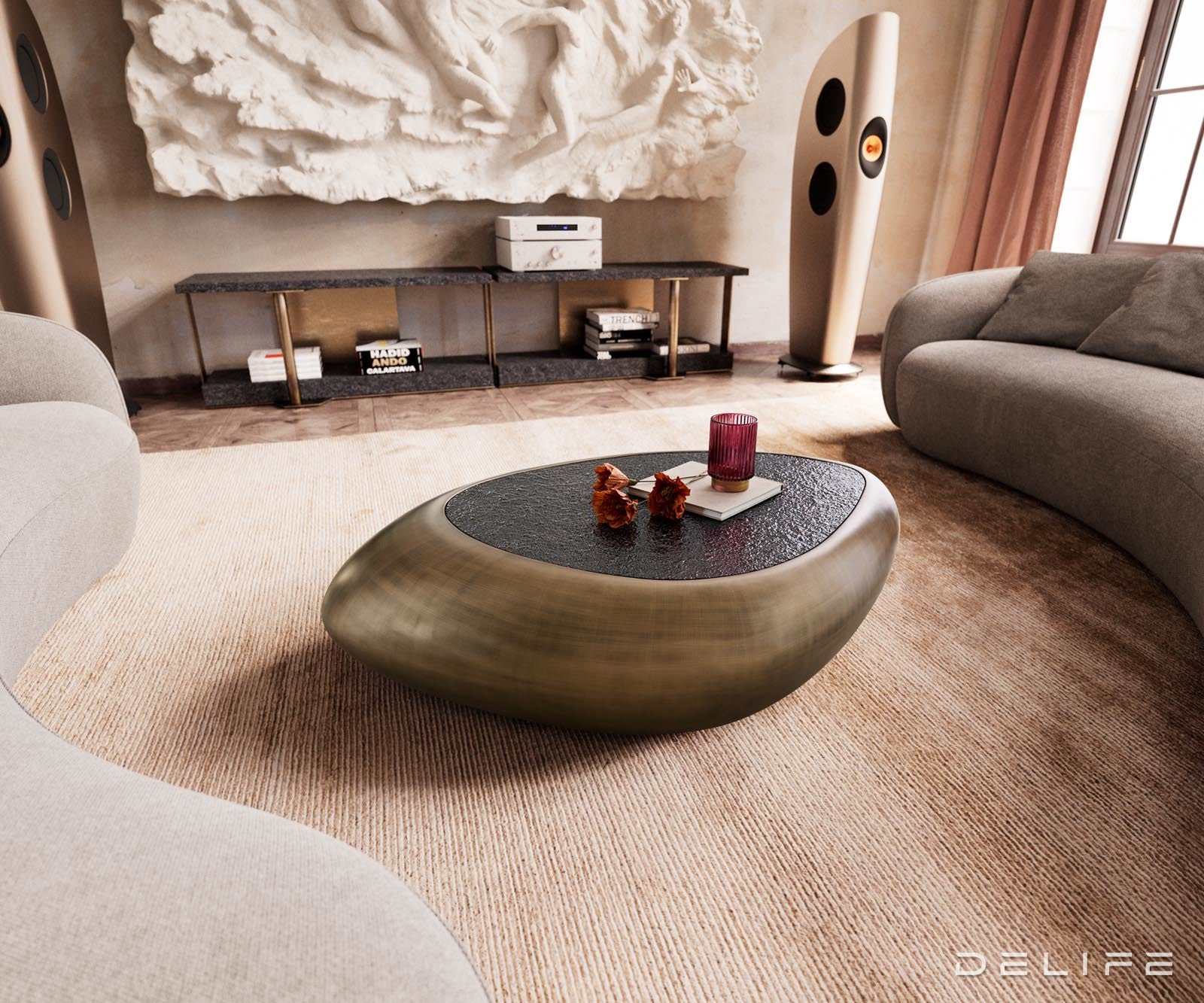 Klubska mizica Sagana 120x80cm, Material: Reliefno steklo