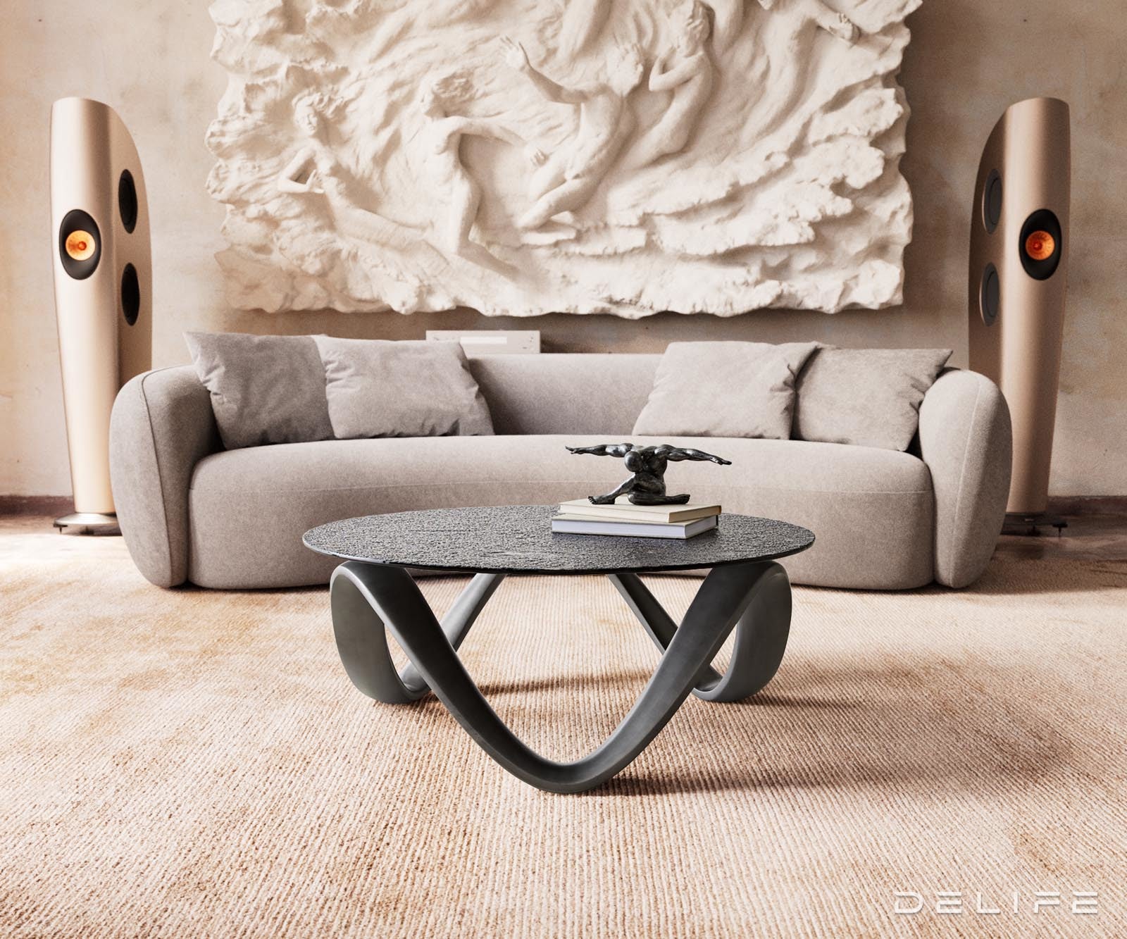 Klub stolić Tanju 90x90cm, Materijal: Reljefno staklo