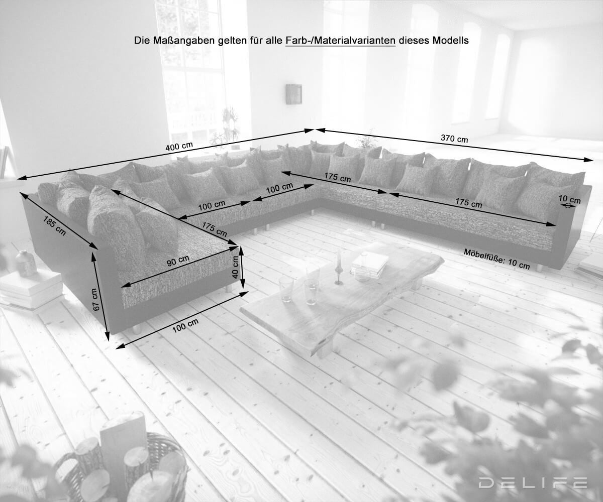 Kotna sedežna garnitura XXL Clovis 400x375cm, Material: Strukturirano blago/Umetno usnje