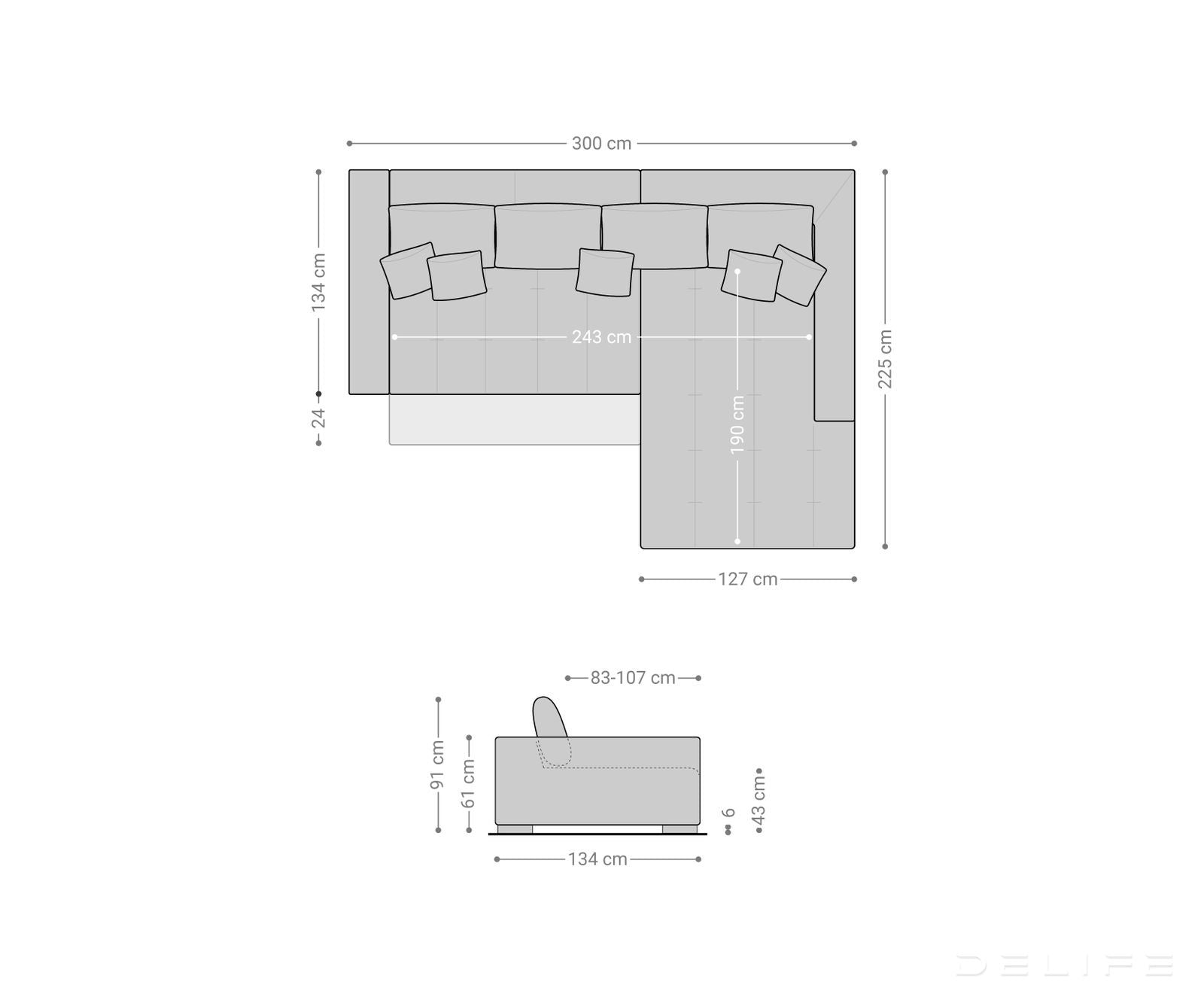 Kotna sedežna garnitura Nabor 300x225cm, Material: Mikrofibra