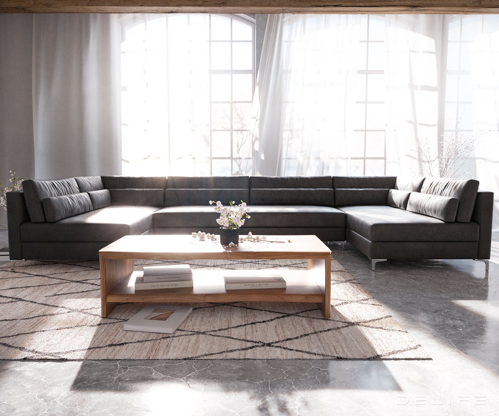 Kotna sedežna garnitura Elio 300x185cm, Material: Umetno usnje