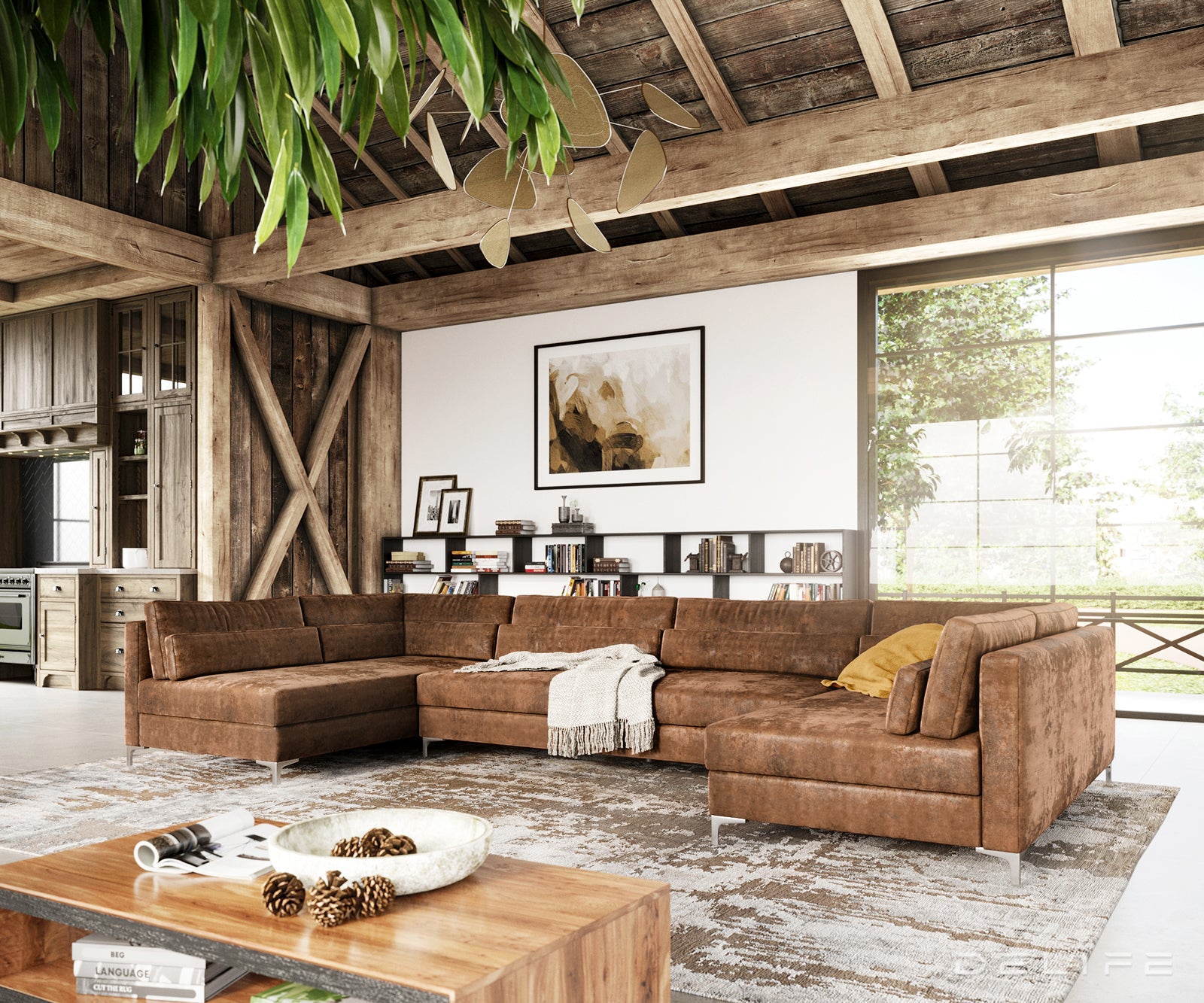 Kutna garnitura Elio 400x185cm, Materijal: Imitacija kože