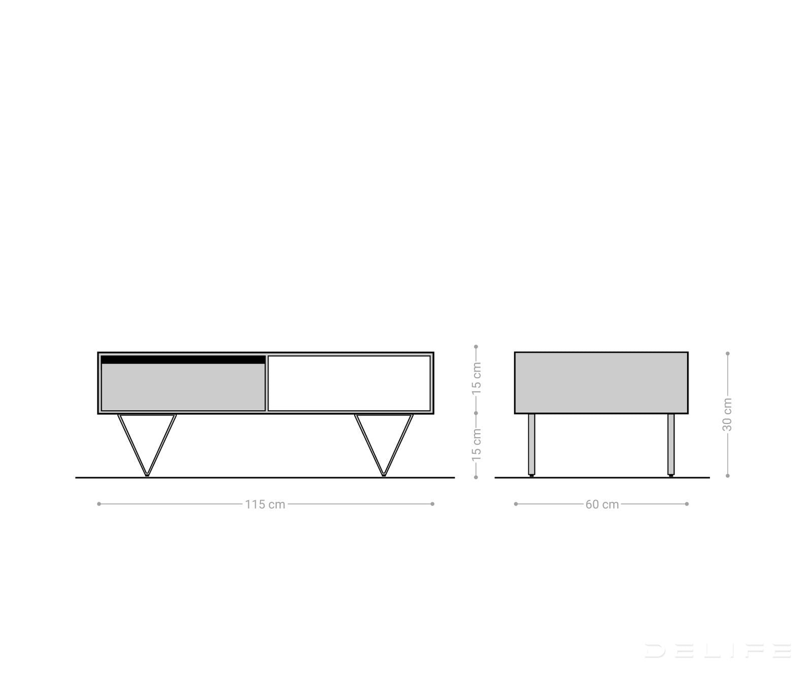 Klubska mizica Stonegrace, 115x60, Material: Akacija