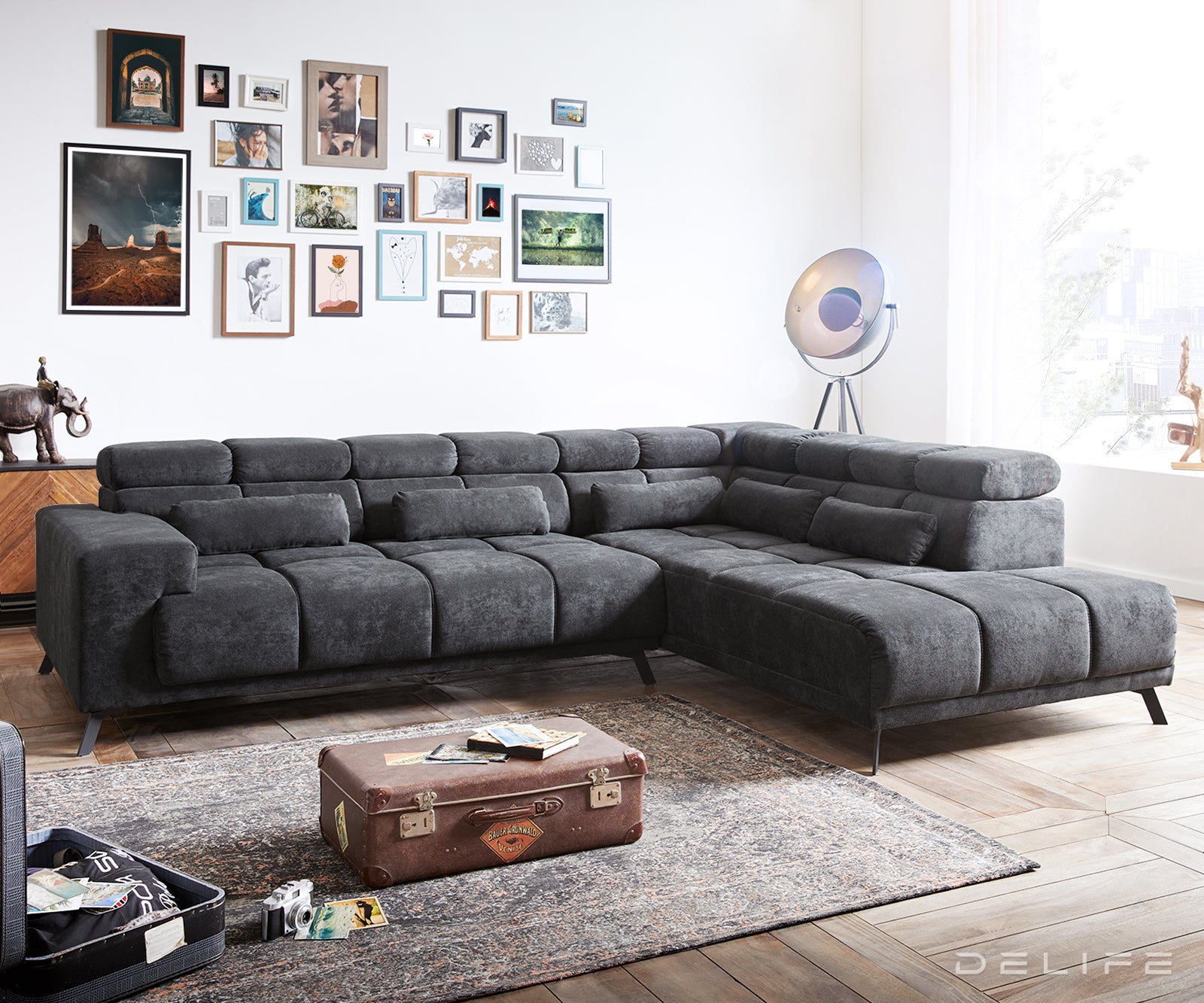 Kotna sedežna garnitura Catan 295x230cm, Material: Mikrofibra