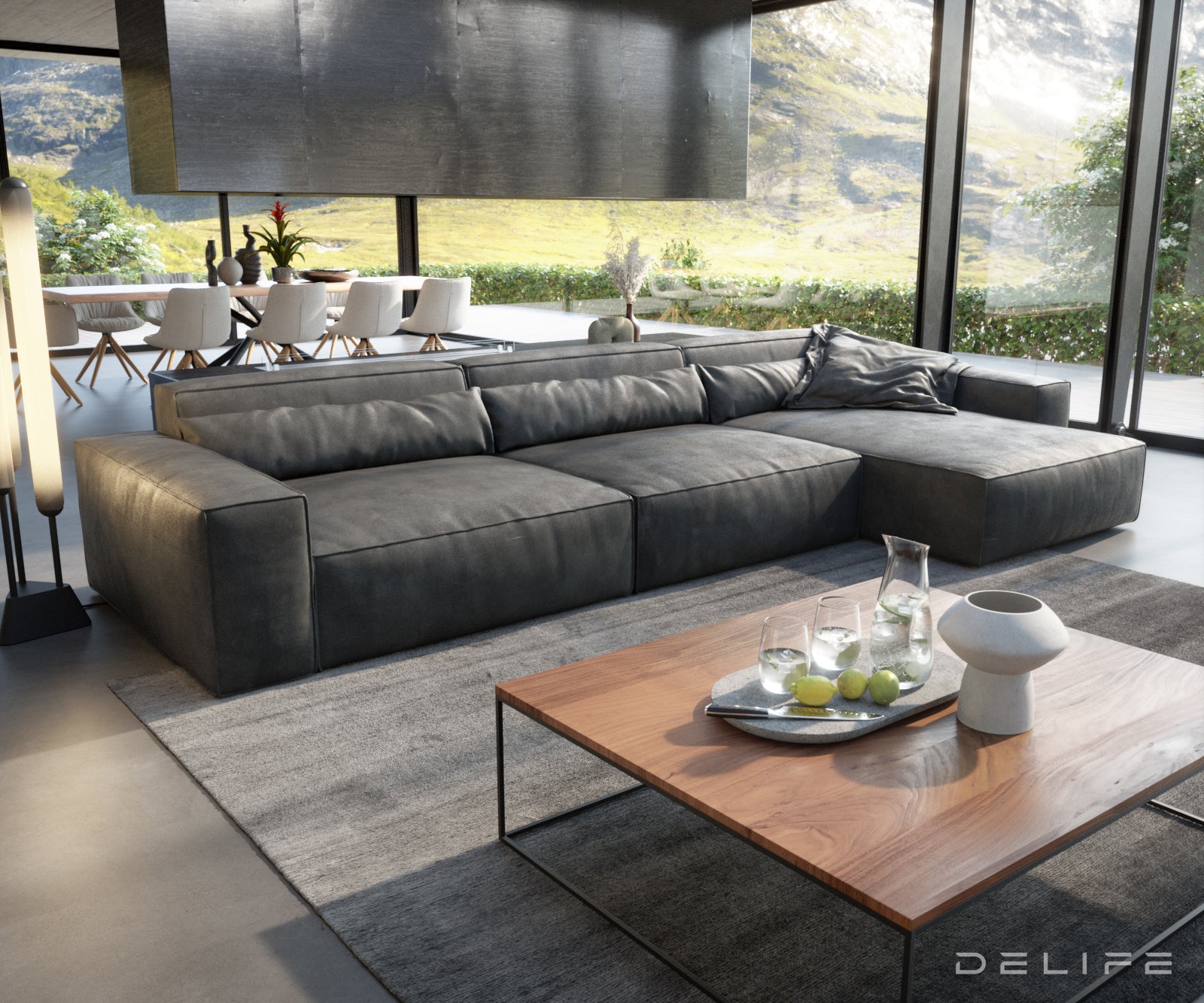 Kotna sedežna garnitura Sirpio XL 266x173cm, Material: Umetno usnje