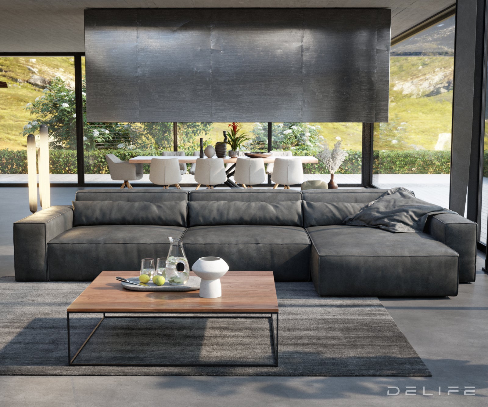 Kotna sedežna garnitura Sirpio XL 370x173cm, Material: Umetno usnje