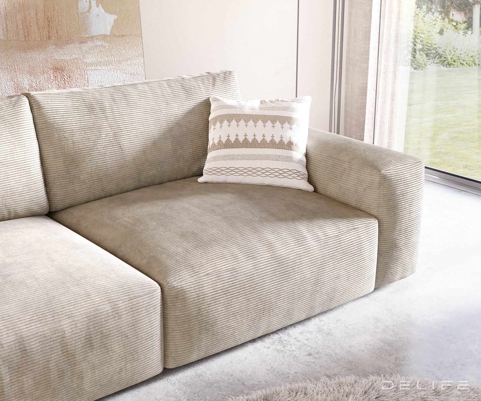 Kavč Lanzo XL 273x125cm, Material: Rebrasta tkanina