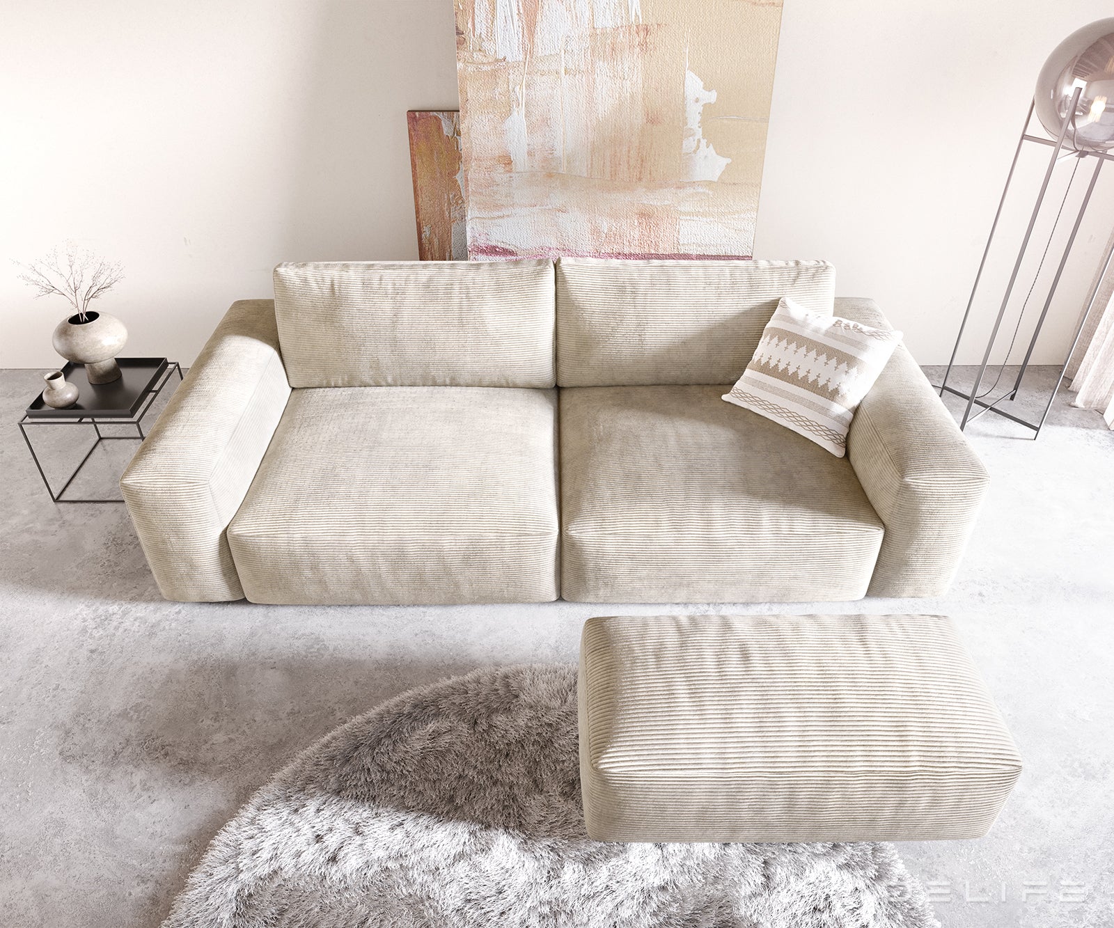 Kavč Lanzo XL 273x125cm, Material: Rebrasta tkanina