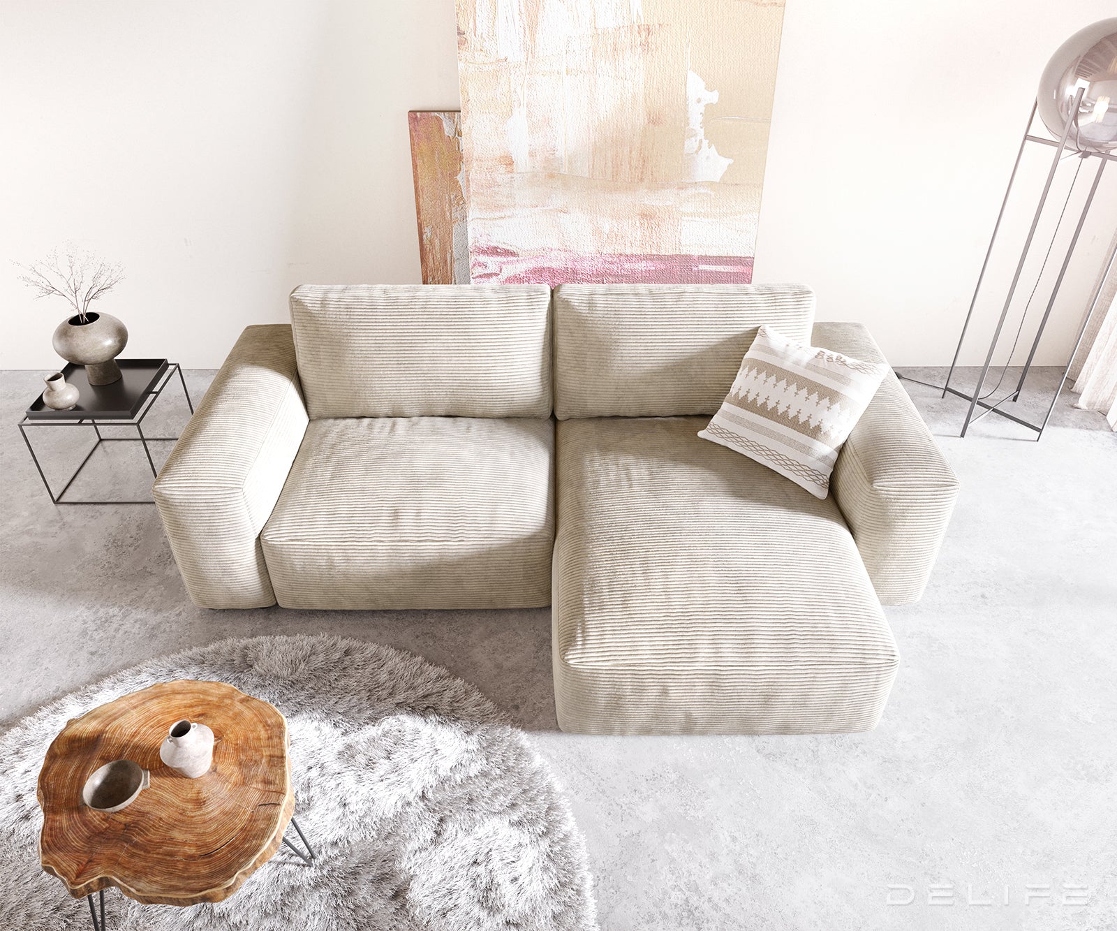 Kotna garnitura Lanzo L 257x156cm, Material: Rebrasta tkanina