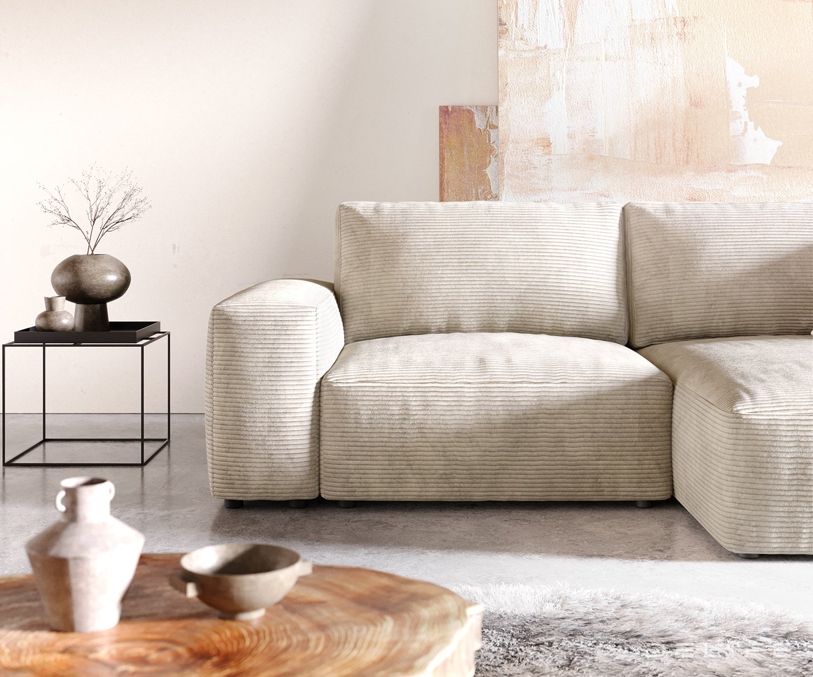 Kotna garnitura Lanzo L 257x156cm, Material: Rebrasta tkanina