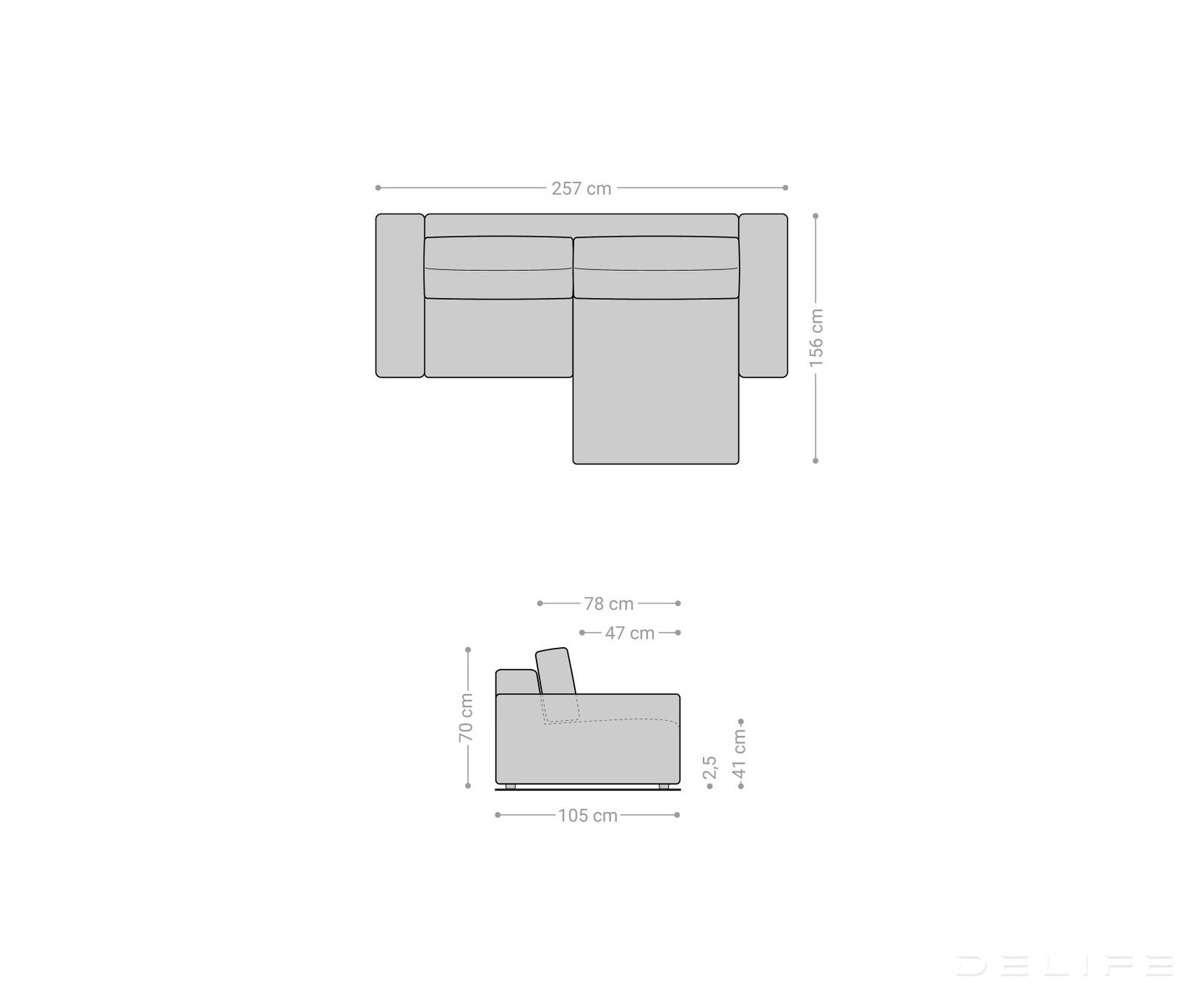 Kotna garnitura Lanzo L 257x156cm, Material: Rebrasta tkanina