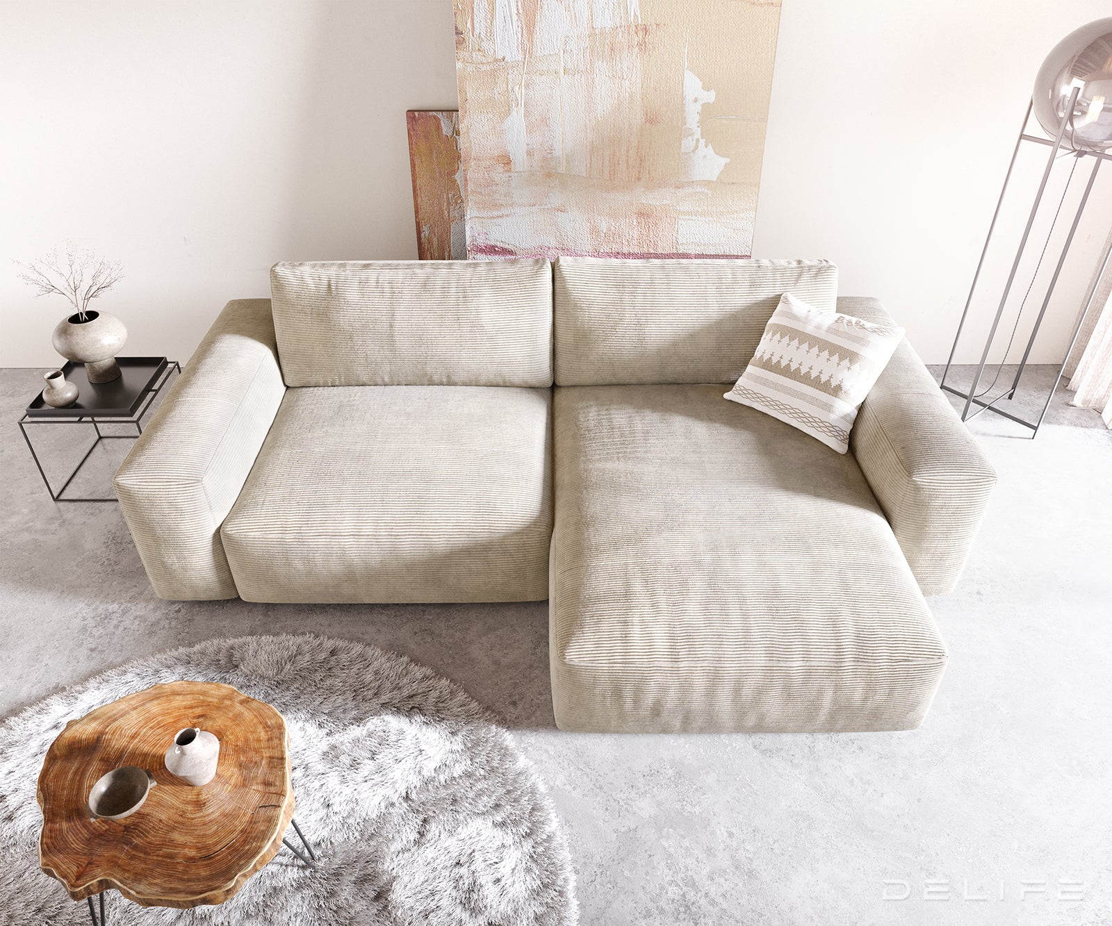 Kotna garnitura Lanzo XL 274x175cm, Material: Rebrasta tkanina