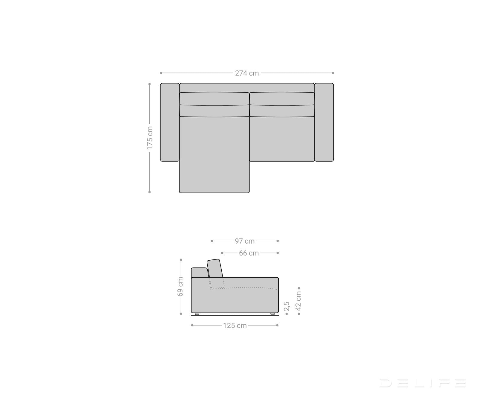 Kotna garnitura Lanzo XL 274x175cm, Material: Bukle