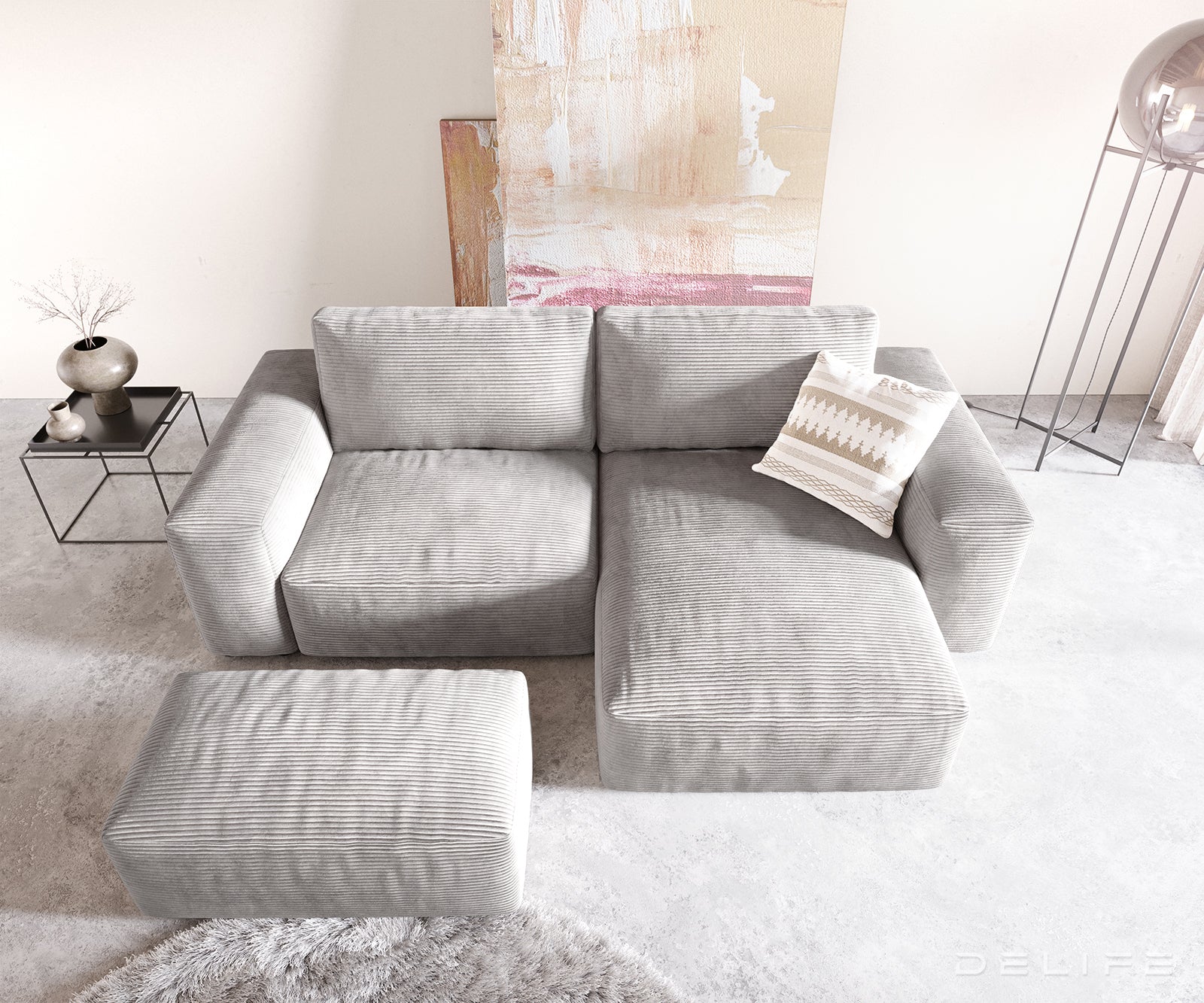 Kotna garnitura Lanzo L 257x156cm, Material: Rebrasta tkanina