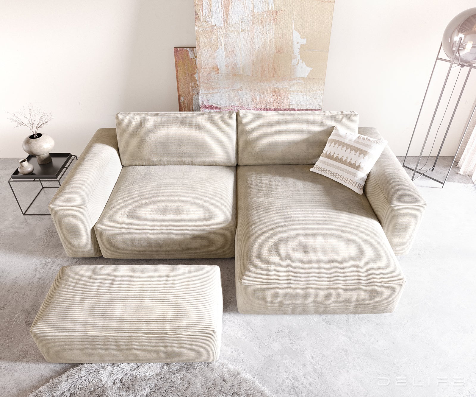 Kotna garnitura Lanzo XL 274x175cm, Material: Rebrasta tkanina