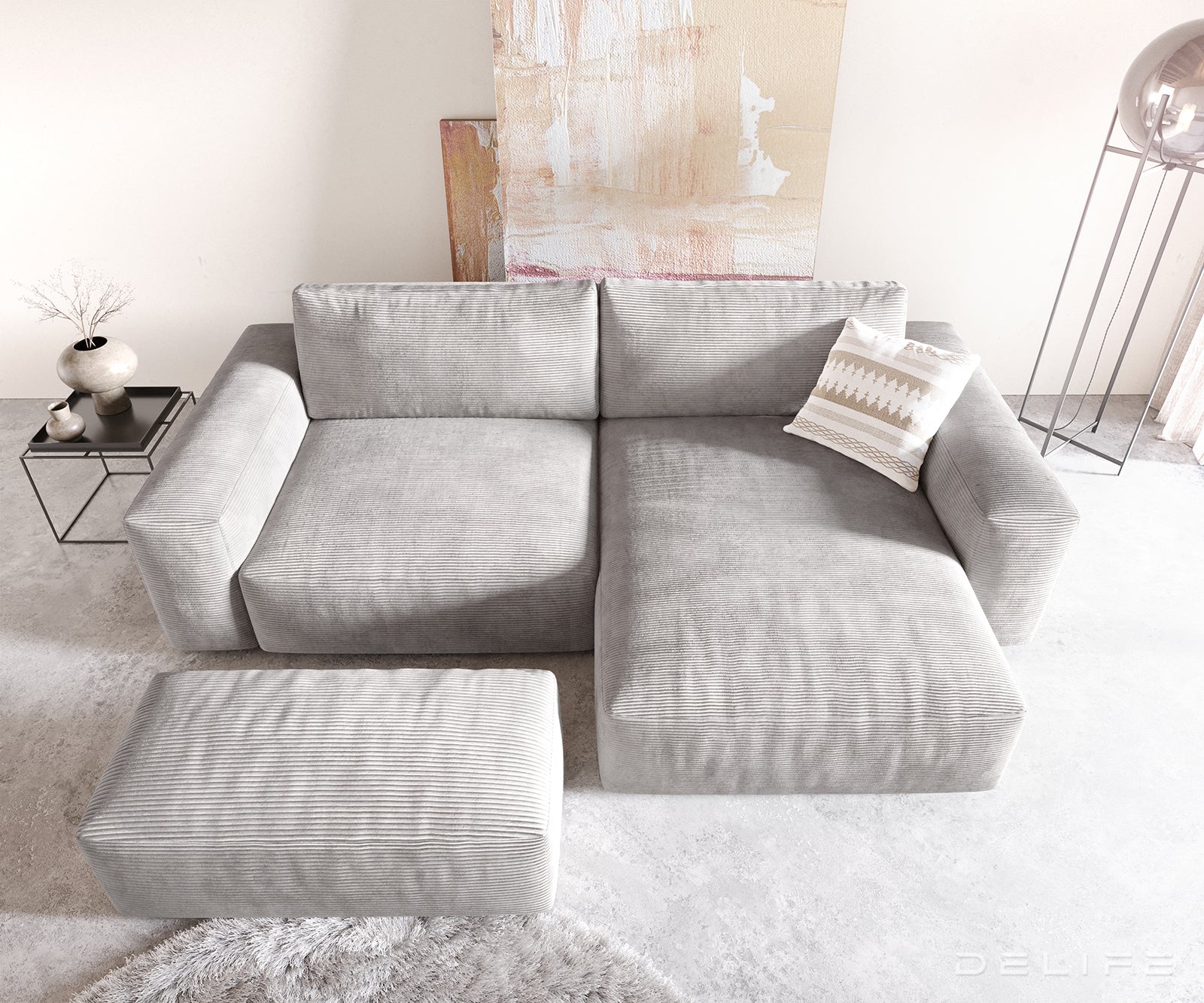 Kotna garnitura Lanzo XL 274x175cm, Material: Rebrasta tkanina