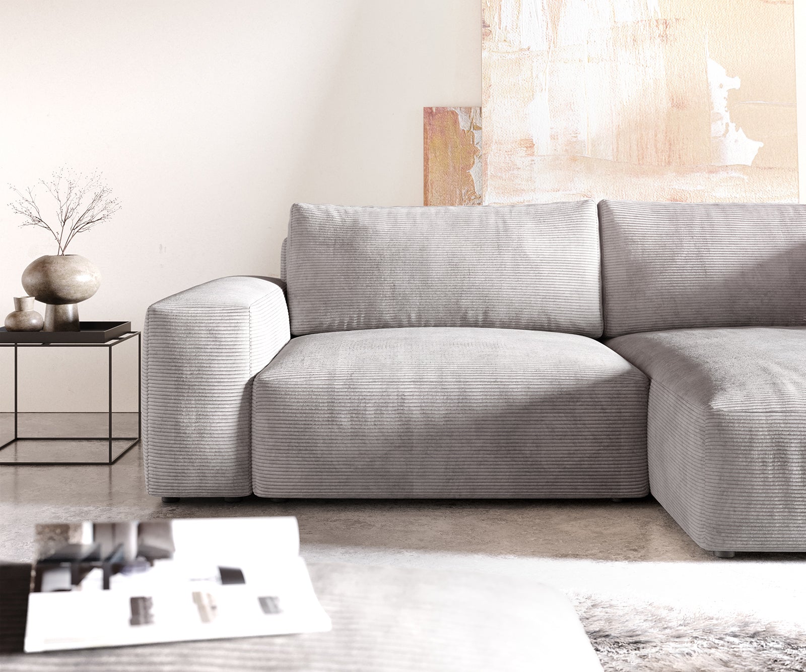 Kotna garnitura Lanzo XL 274x175cm, Material: Rebrasta tkanina