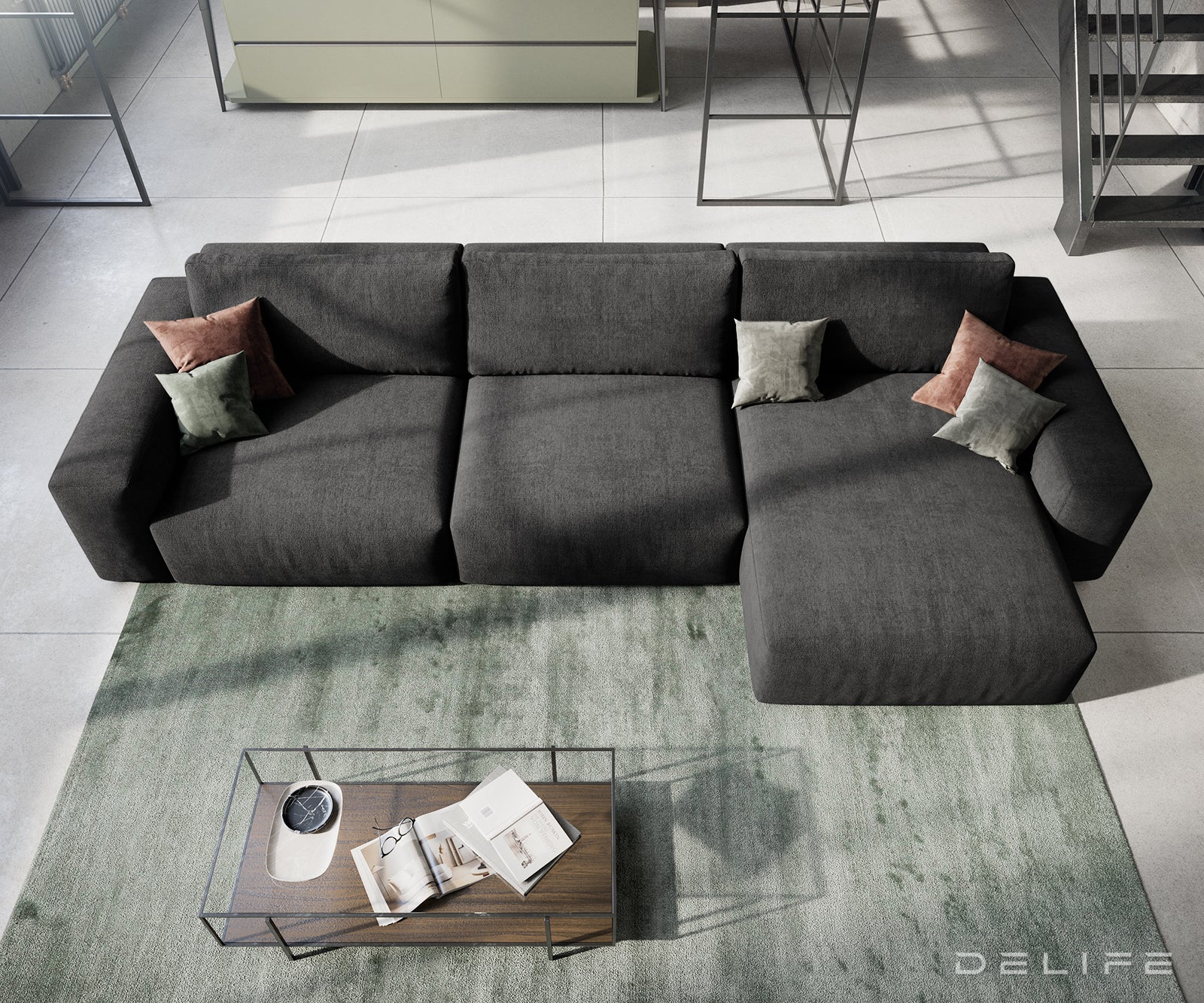 Kotna sedežna garnitura Lanzo XL 380x176x69cm, Material: Mikrofibra