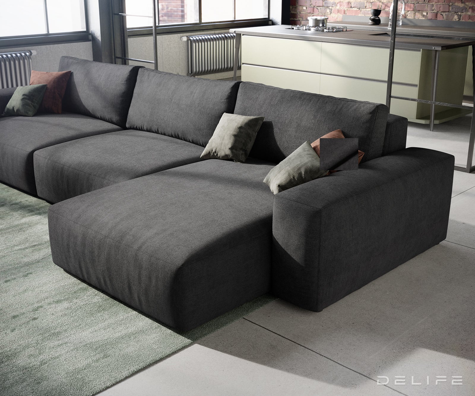 Kotna sedežna garnitura Lanzo XL 380x176x69cm, Material: Mikrofibra