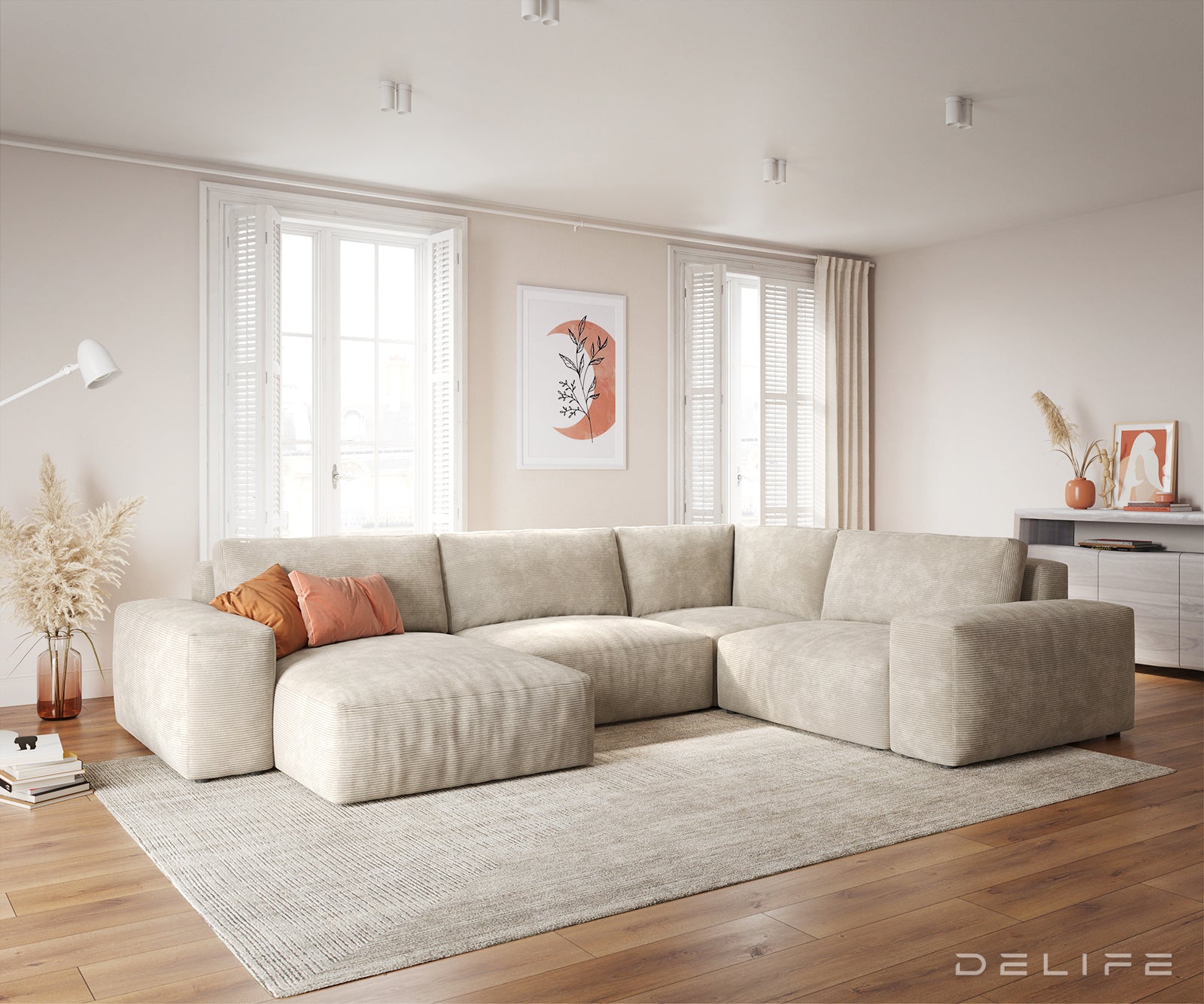 Velika kotna garnitura Lanzo XL 364x258cm, Material: Rebrasta tkanina