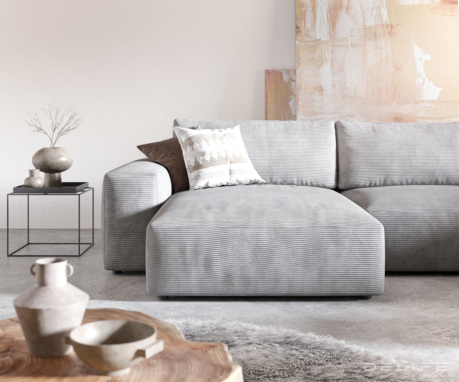 Velika kotna garnitura Lanzo XL 364x258cm, Material: Rebrasta tkanina