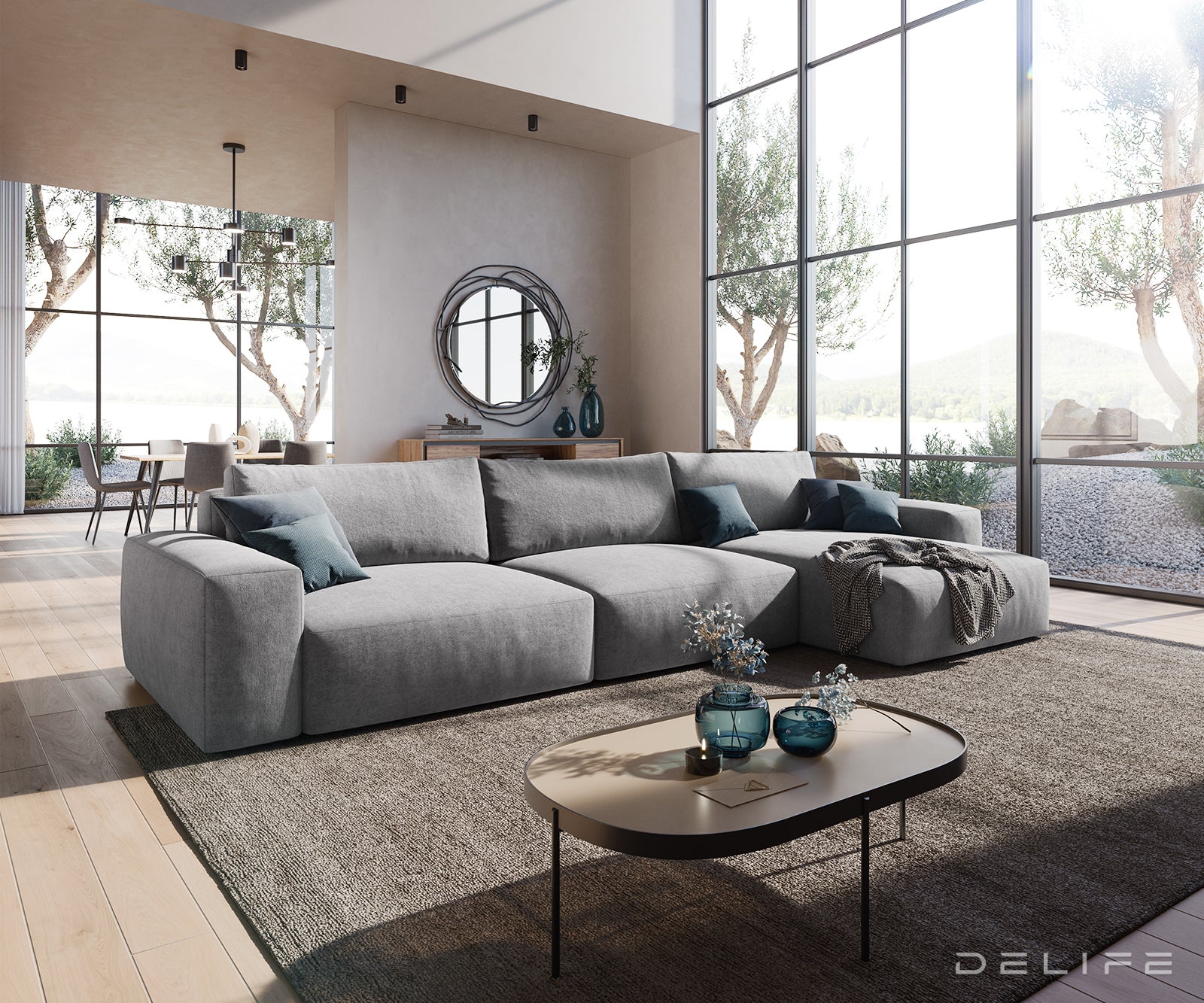 Kotna sedežna garnitura Lanzo XL 380x176x69cm, Material: Mikrofibra