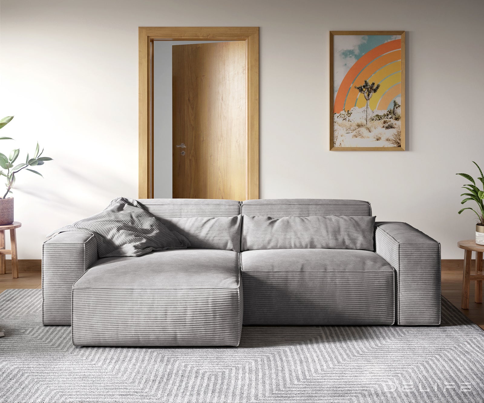 Kotna sedežna garnitura Sirpio XL 266x173cm, Material: Rebrasta tkanina