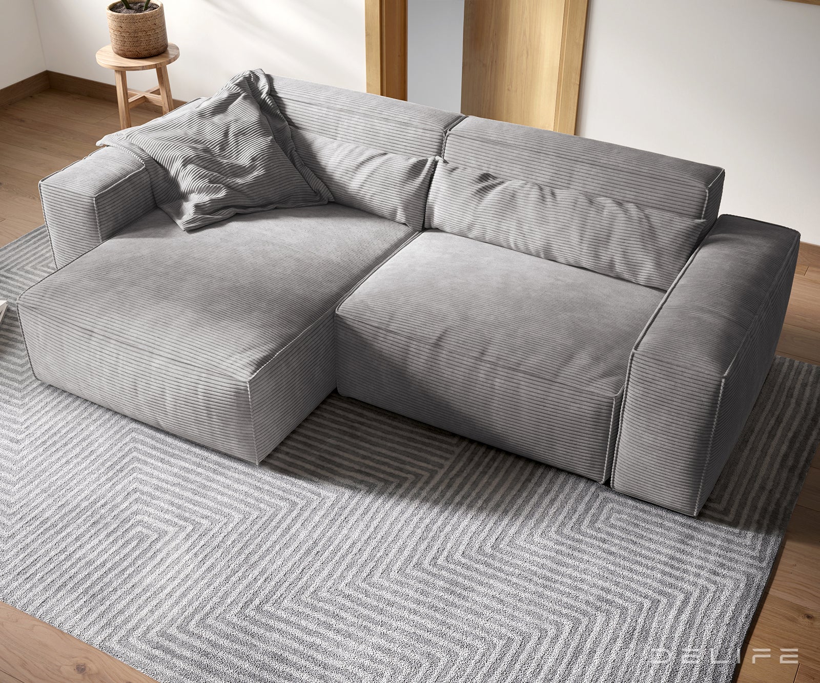 Kotna sedežna garnitura Sirpio XL 266x173cm, Material: Rebrasta tkanina