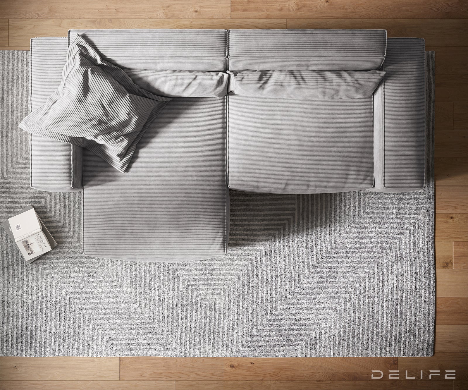 Kotna sedežna garnitura Sirpio XL 266x173cm, Material: Rebrasta tkanina