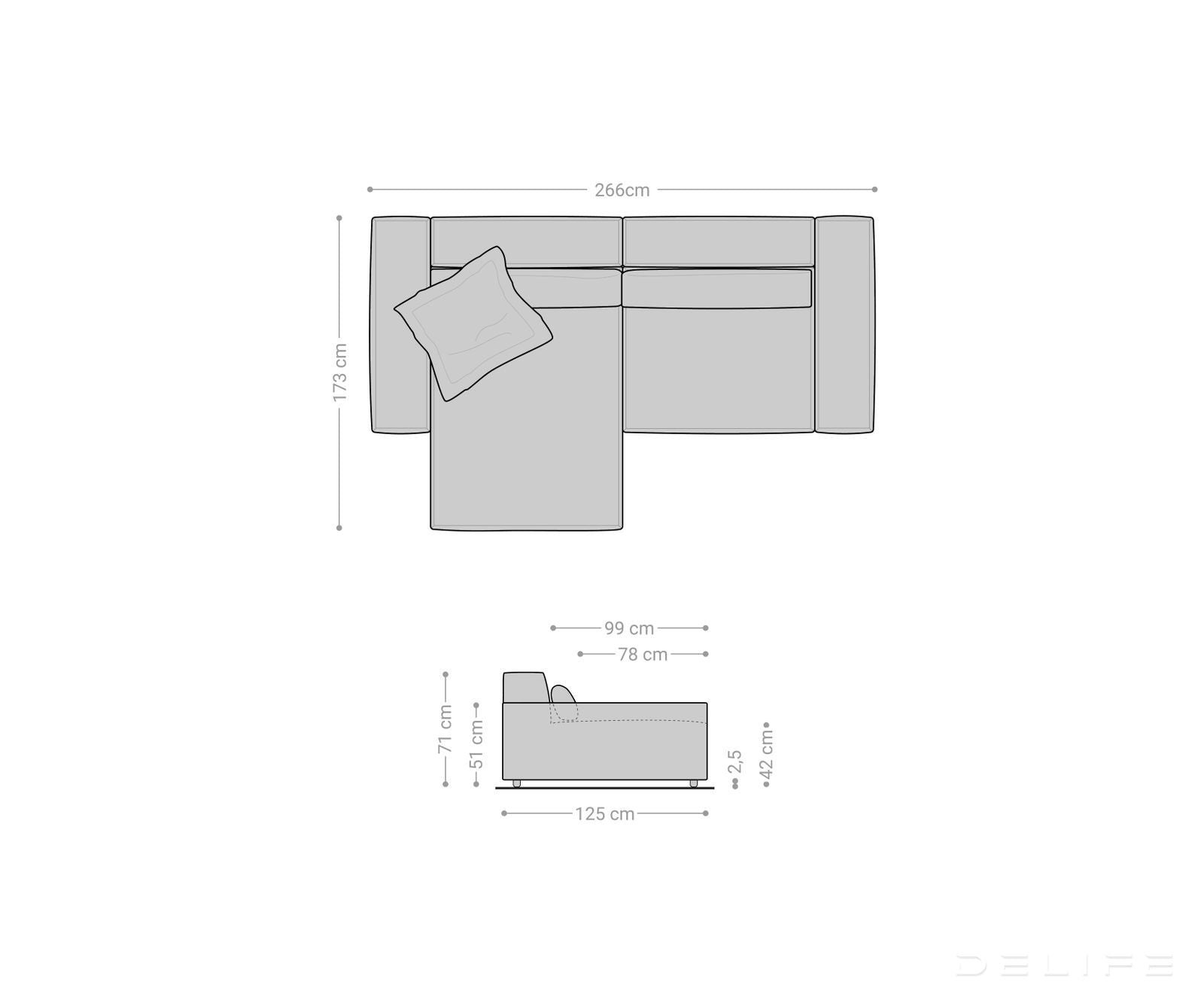 Kotna sedežna garnitura Sirpio XL 266x173cm, Material: Rebrasta tkanina