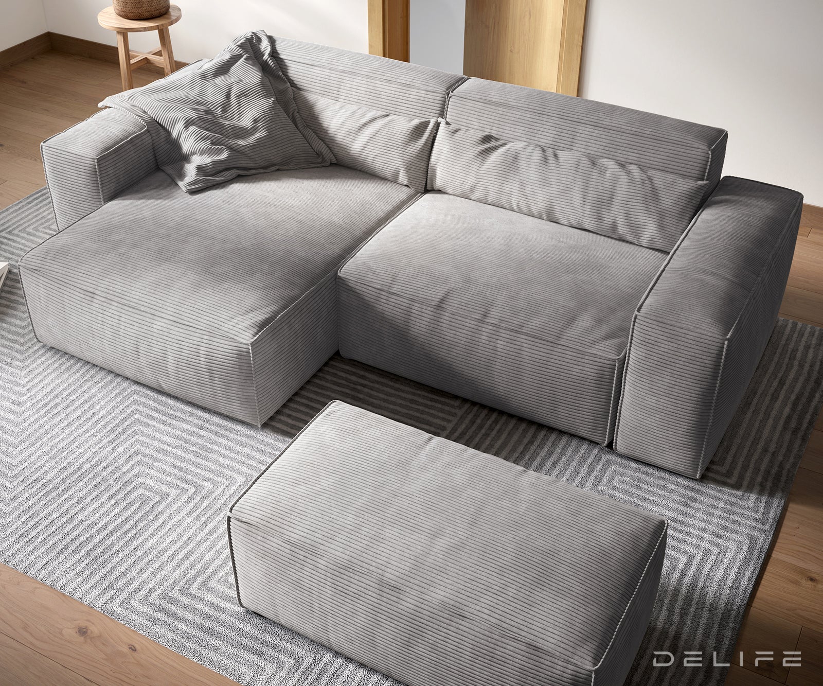 Kotna sedežna garnitura Sirpio XL 266x173cm, Material: Rebrasta tkanina