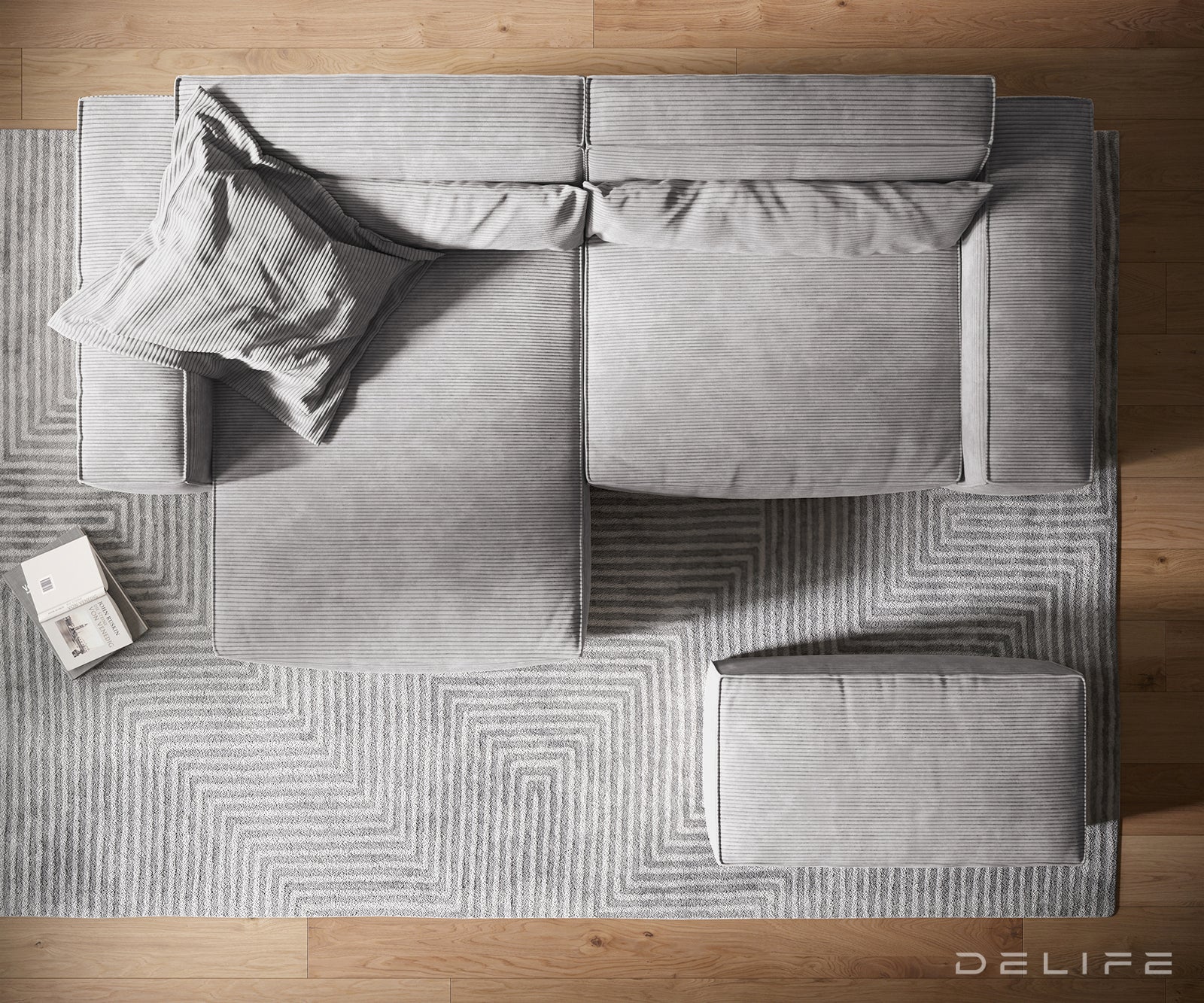 Kotna sedežna garnitura Sirpio XL 266x173cm, Material: Rebrasta tkanina