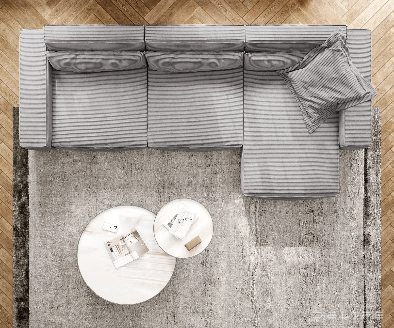 Kotna sedežna garnitura Sirpio XL 266x173cm, Material: Rebrasta tkanina