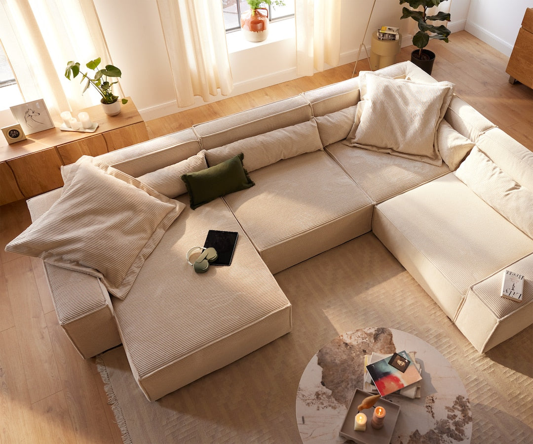 Velika kotna sedežna garnitura Sirpio XL 360x258cm, Material: Rebrasta tkanina