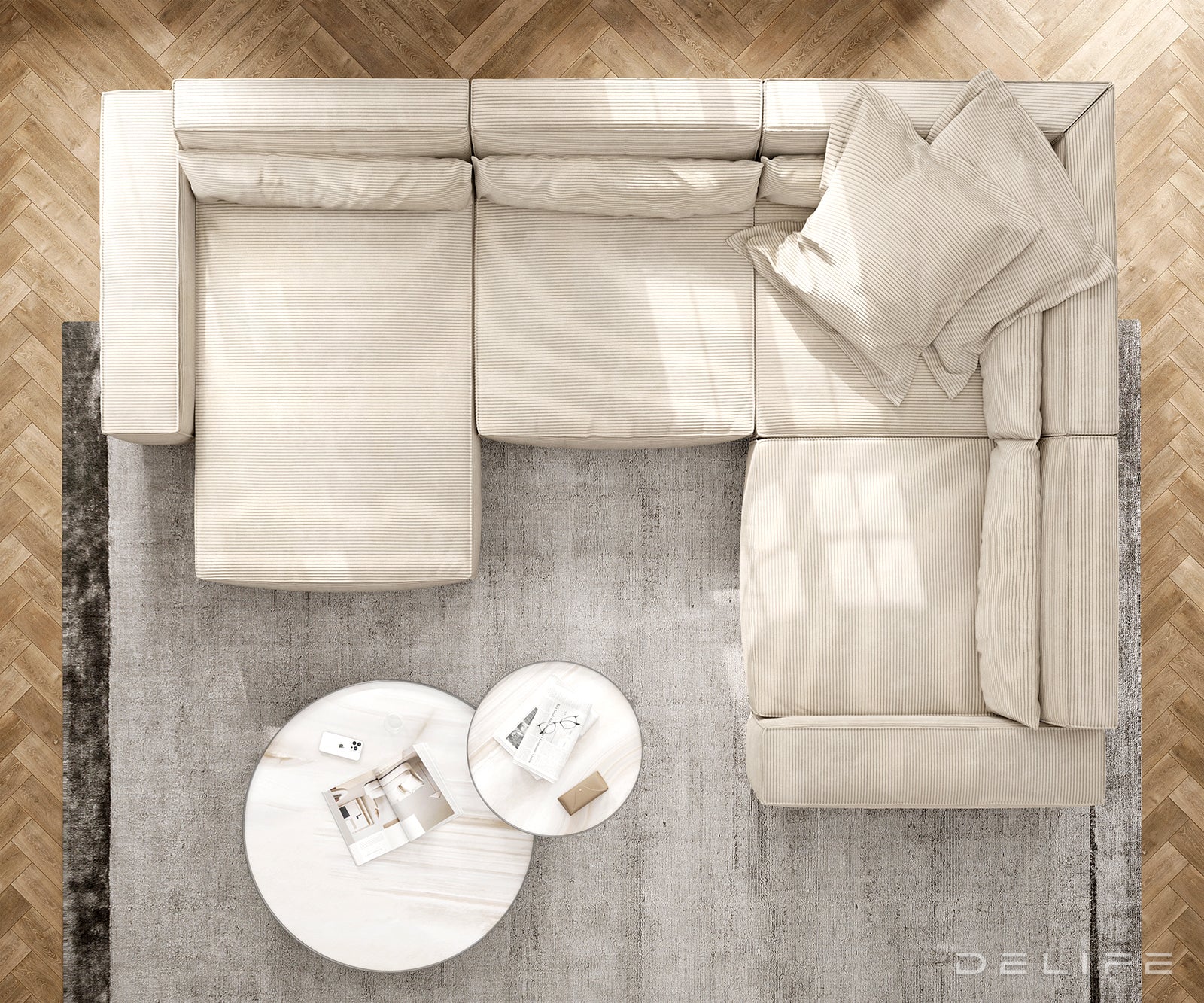 Velika kotna sedežna garnitura Sirpio XL 360x258cm, Material: Rebrasta tkanina