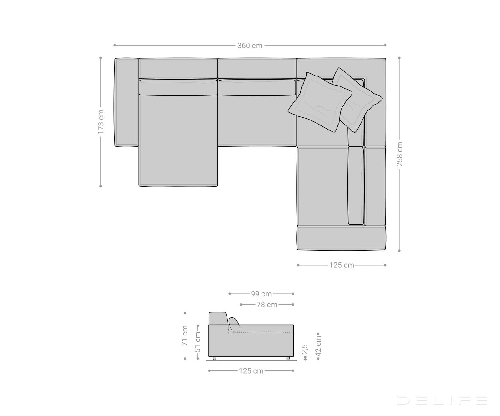 Velika kotna sedežna garnitura Sirpio XL 360x258cm, Material: Rebrasta tkanina