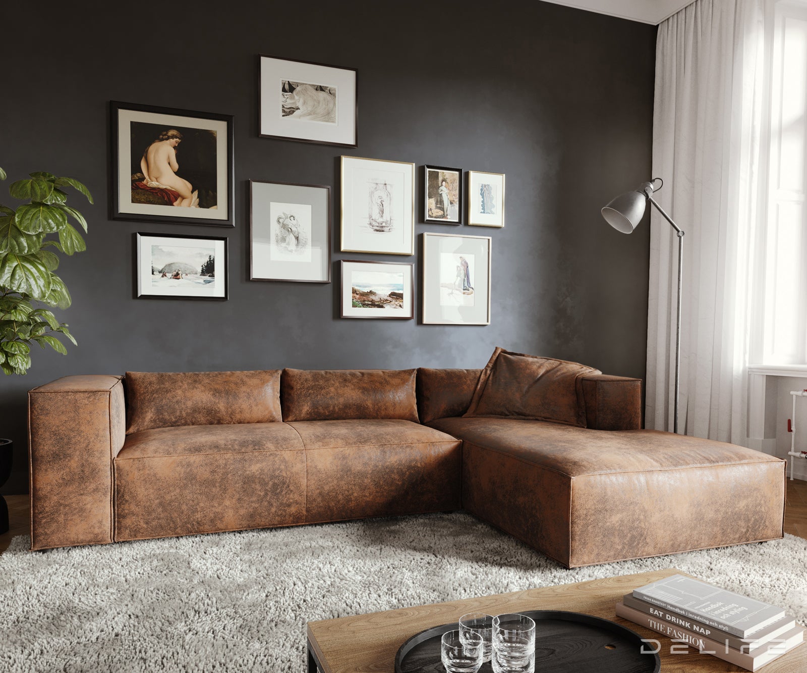 Kotna garnitura Brom 260x174cm, Material: Umetno usnje