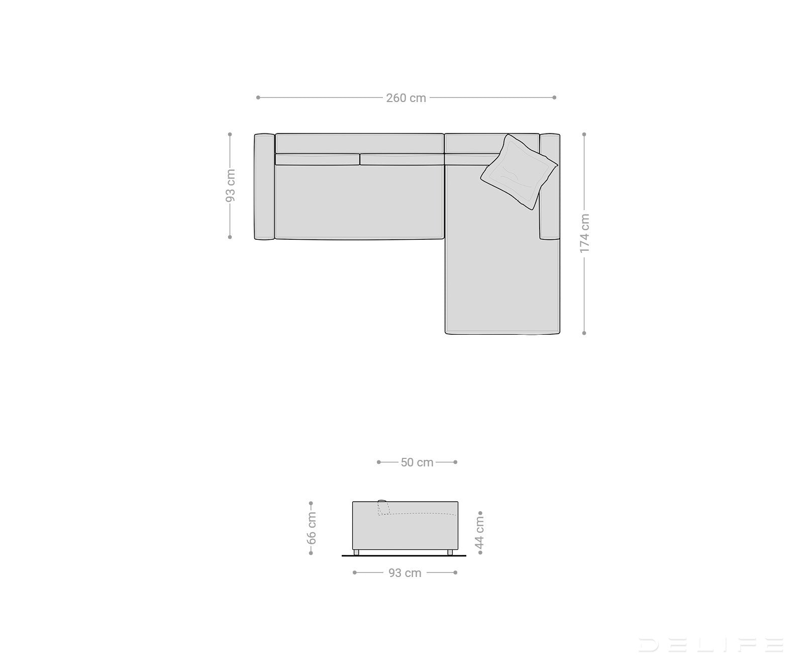 Kotna garnitura Brom 260x174cm, Material: Umetno usnje