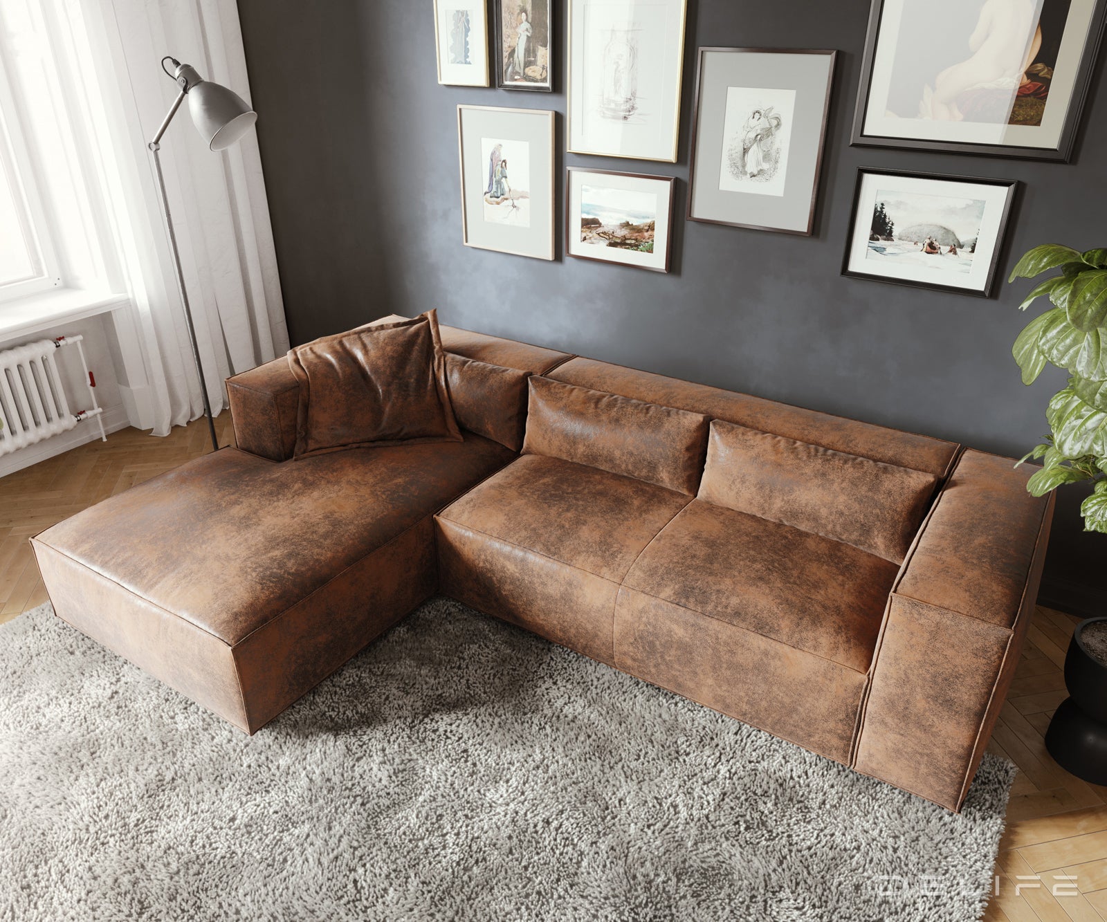 Kotna garnitura Brom 260x174cm, Material: Umetno usnje